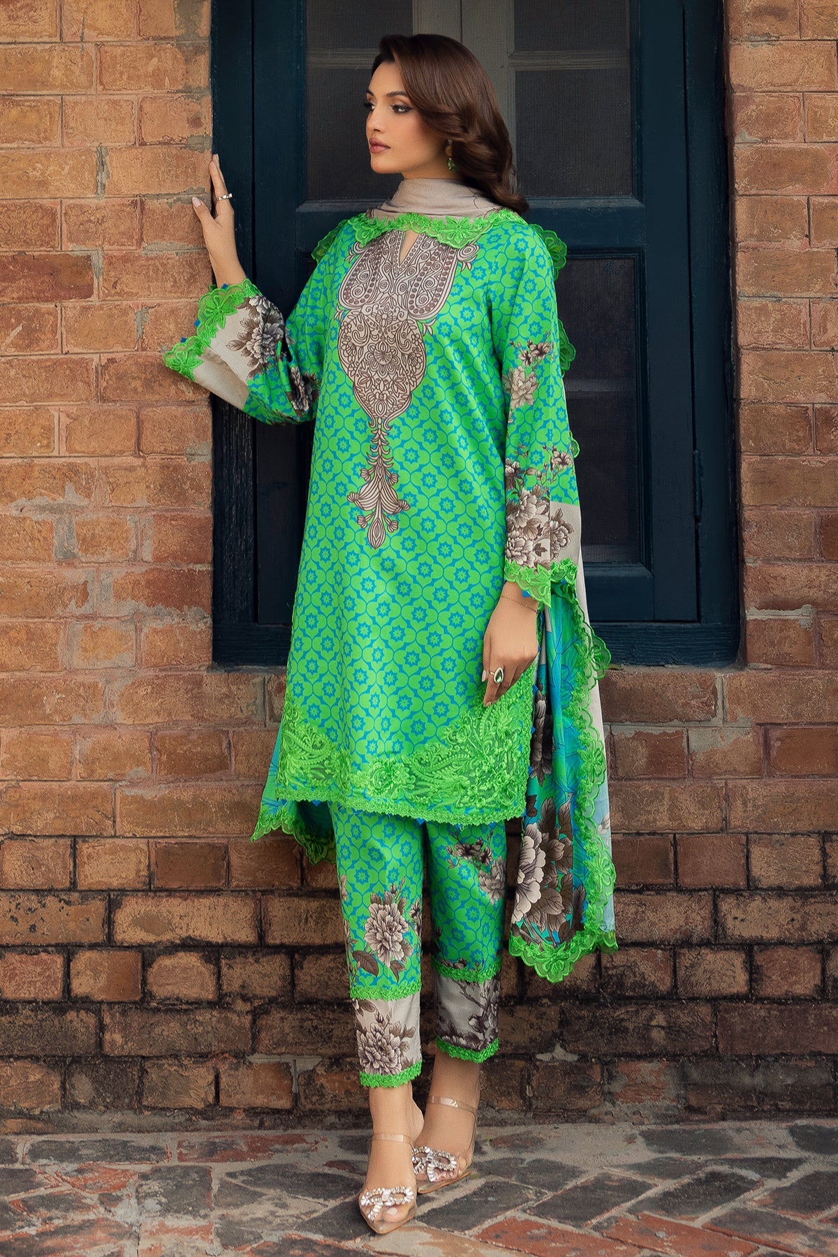 3-PC Unstitched Printed Staple Shirt with Embroidered Staple Shawl and Trouser DSWCC4-32