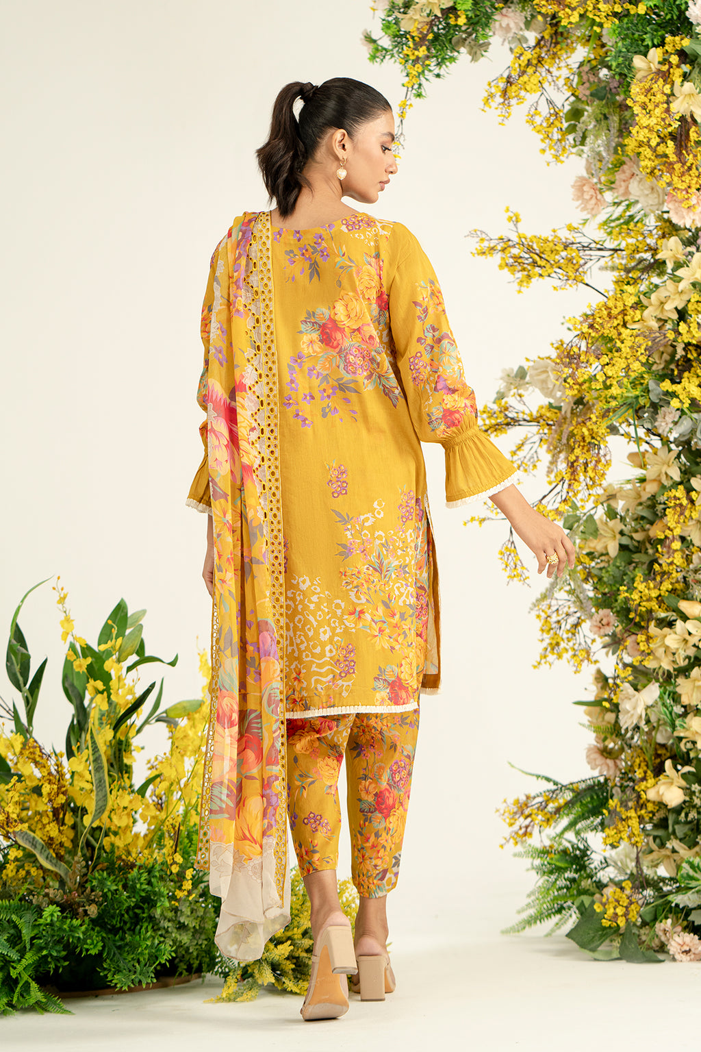 3-Pc Unstitched Printed Embroidered Lawn Suit With Chiffon Dupatta CRB3-31