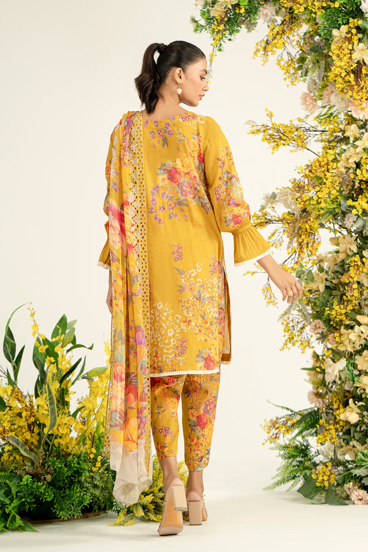 3-Pc Unstitched Printed Embroidered Lawn Suit With Chiffon Dupatta CRB3-31