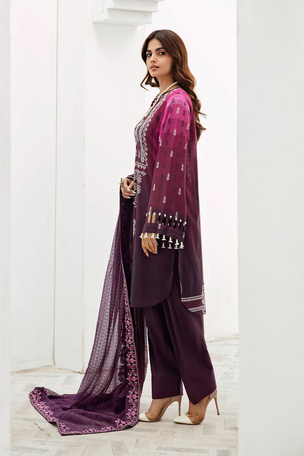 3-PC Unstitched Printed Lawn Shirt with Embroidered Chiffon Dupatta and Trouser AS4-16