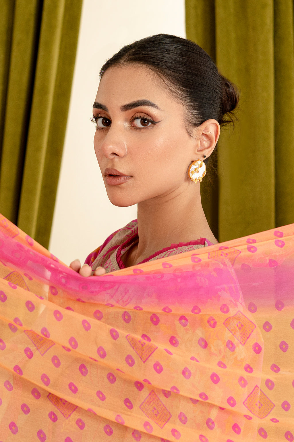 3-Pc Unstitched Printed Embroidered Lawn Suit With Chiffon Dupatta CRB3-29