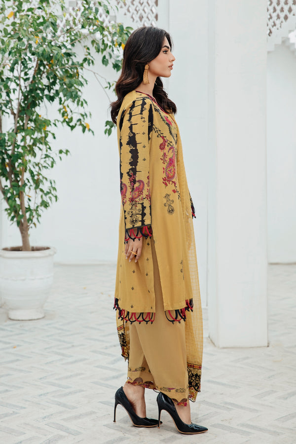 3-PC Unstitched Printed Lawn Shirt with Embroidered Chiffon Dupatta and Trouser AS4-12