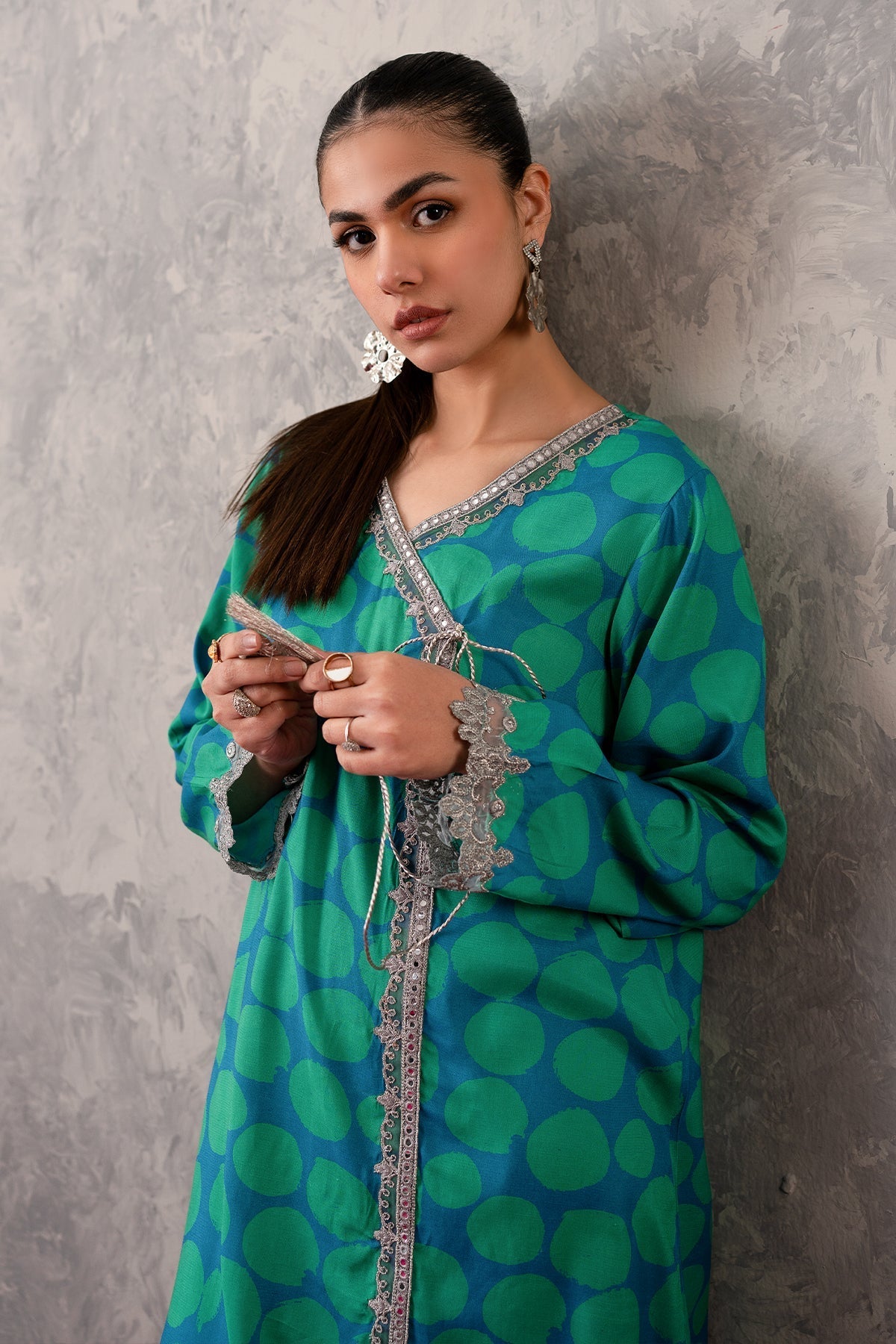 2-PC Raw-Silk Printed Shirt with Trouser CNP-3-242 (SEA-GREEN)