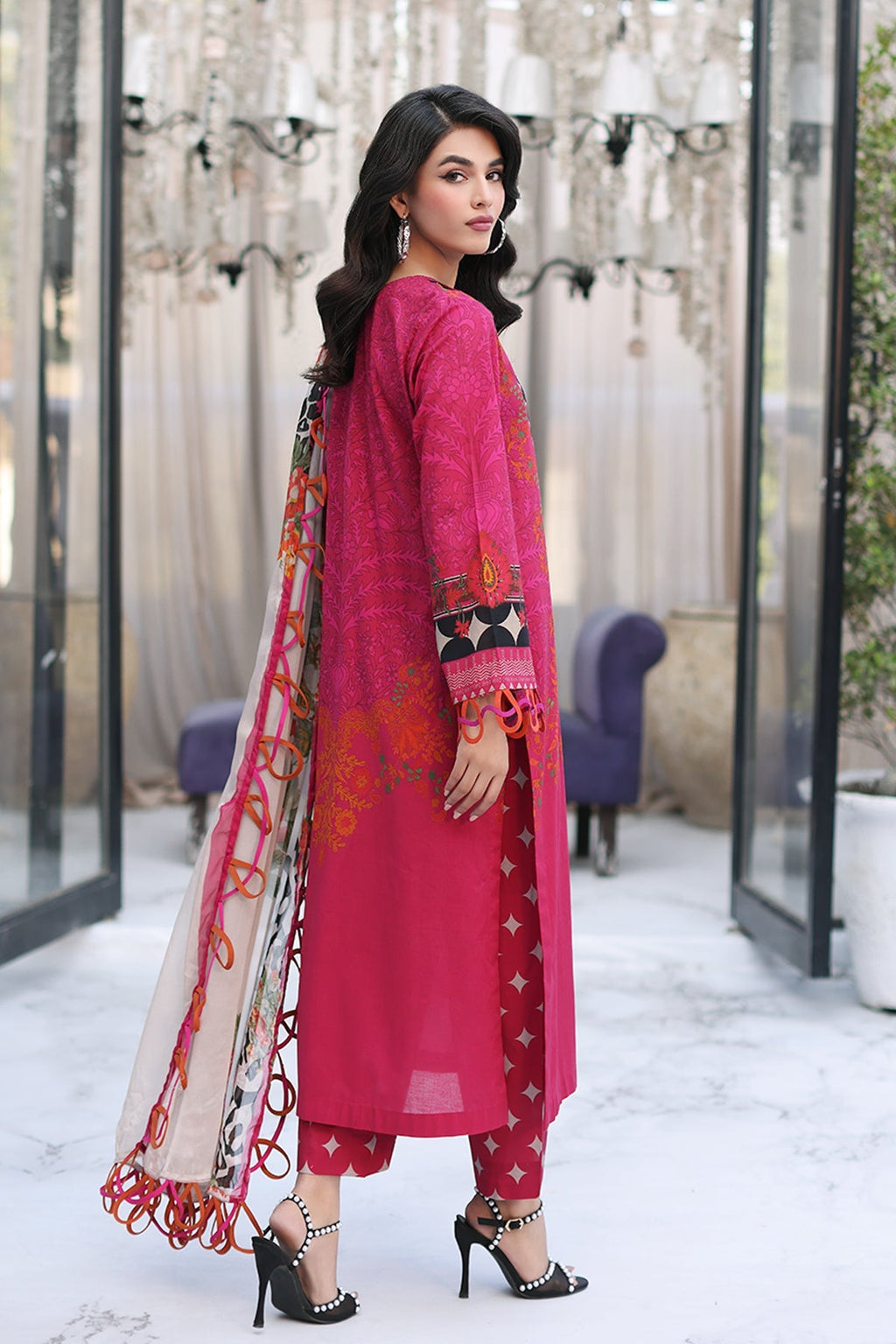 3-PC Unstitched Printed Lawn Shirt with Chiffon Dupatta and Trouser CPS4-01