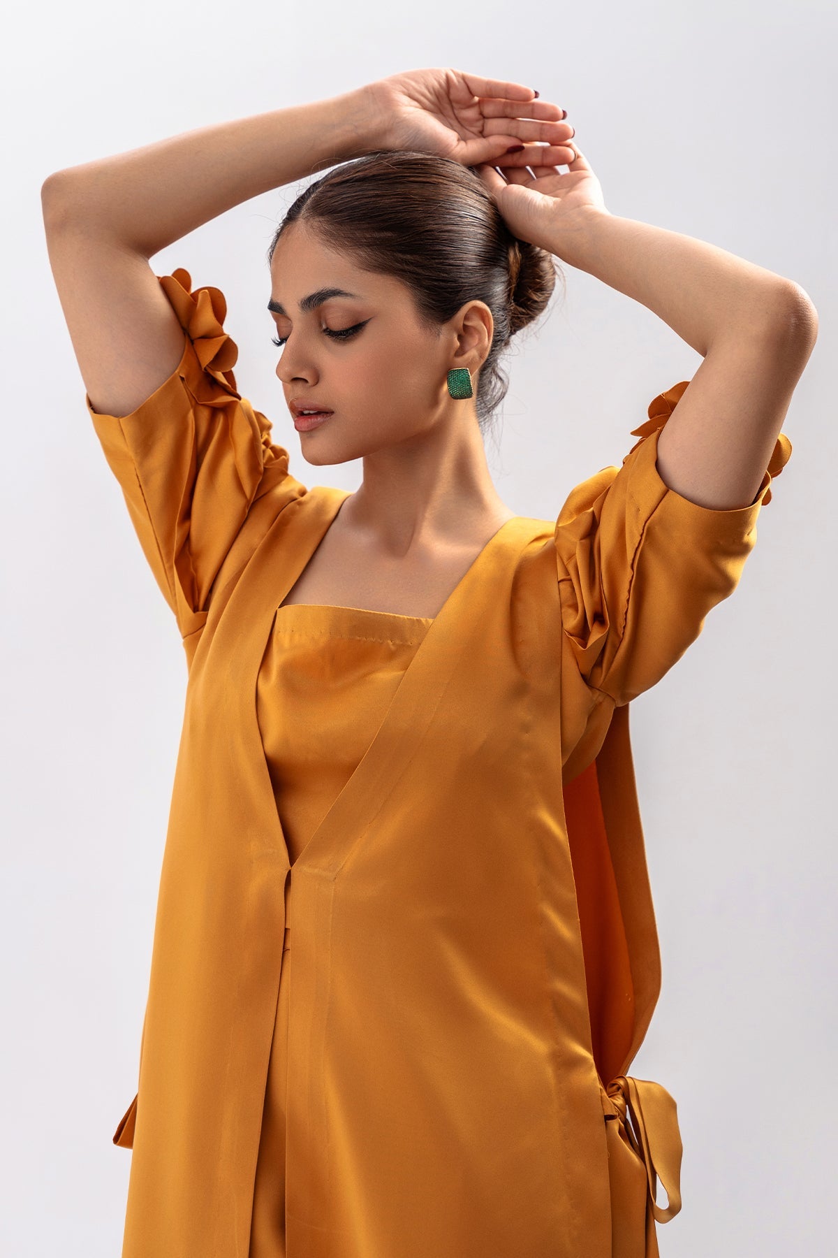 3-PC Embellished Satan Silk with Blouse and Trouser CMA-4-242S