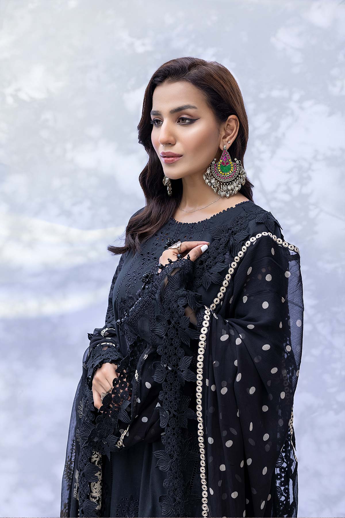 3-PC Unstitched Embroidered Lawn With Embroidered Chifoon Dupatta CQ22-13