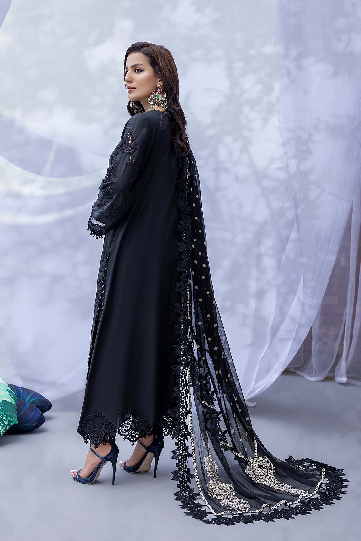 3-PC Unstitched Embroidered Lawn With Embroidered Chifoon Dupatta CQ22-13