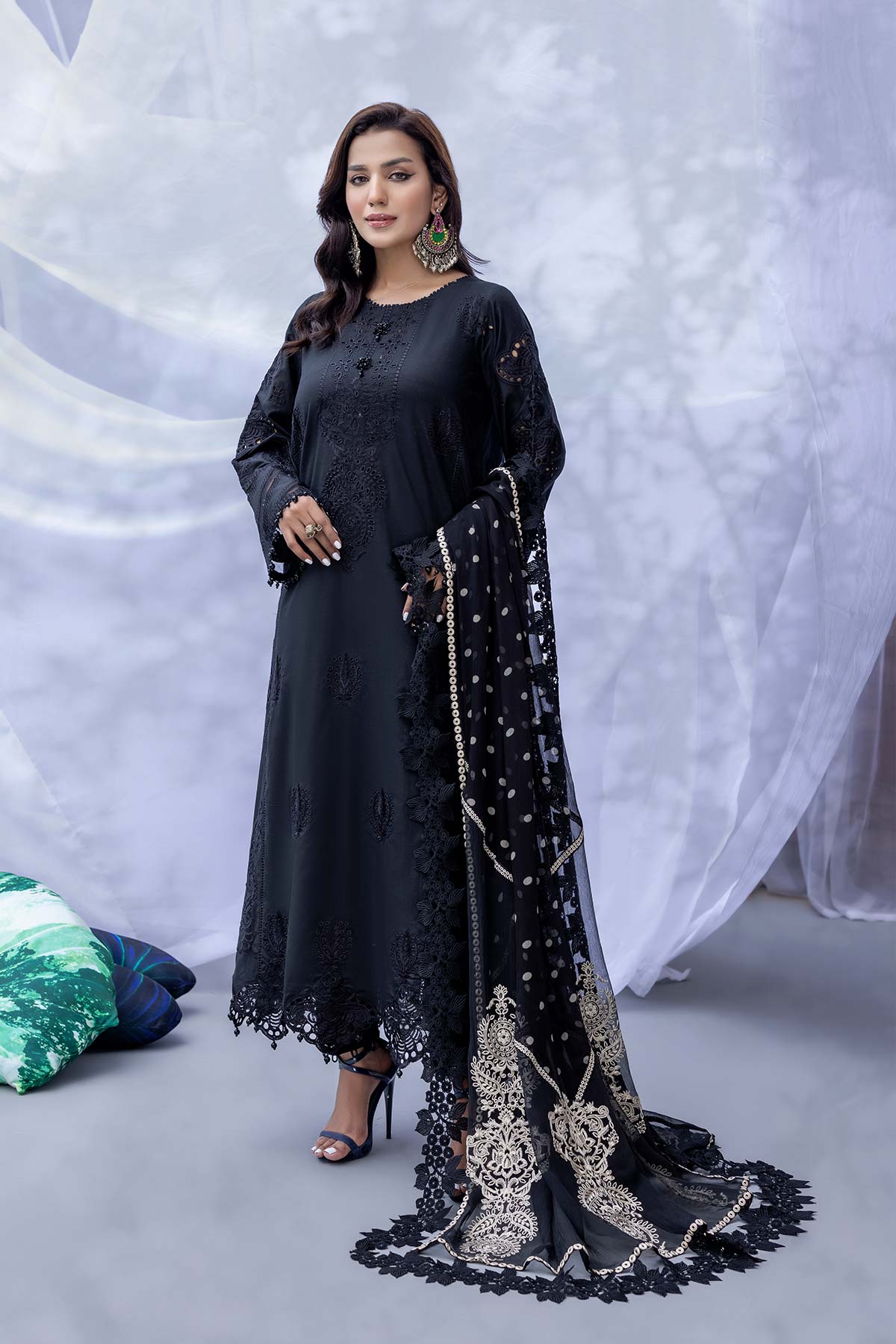 3-PC Unstitched Embroidered Lawn With Embroidered Chifoon Dupatta CQ22-13