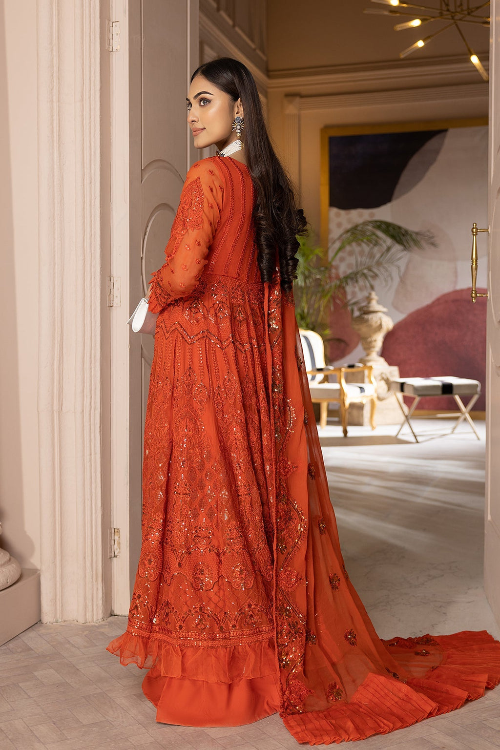 4-PC Sequence Embroidered Shirt with Raw Silk Sharara STM23-08-S