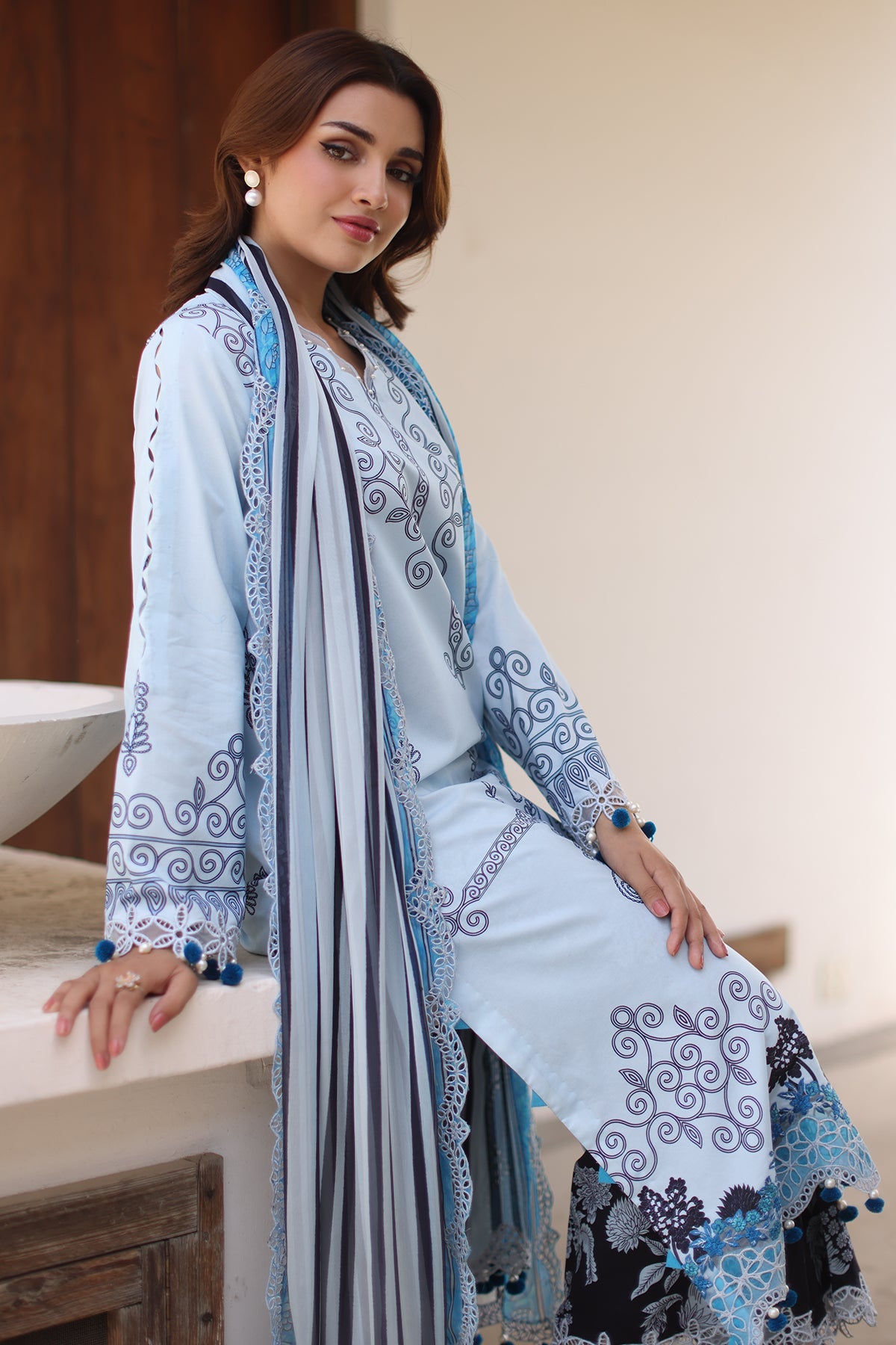3-PC Unstitched Embroidered Lawn Collection CB5-08