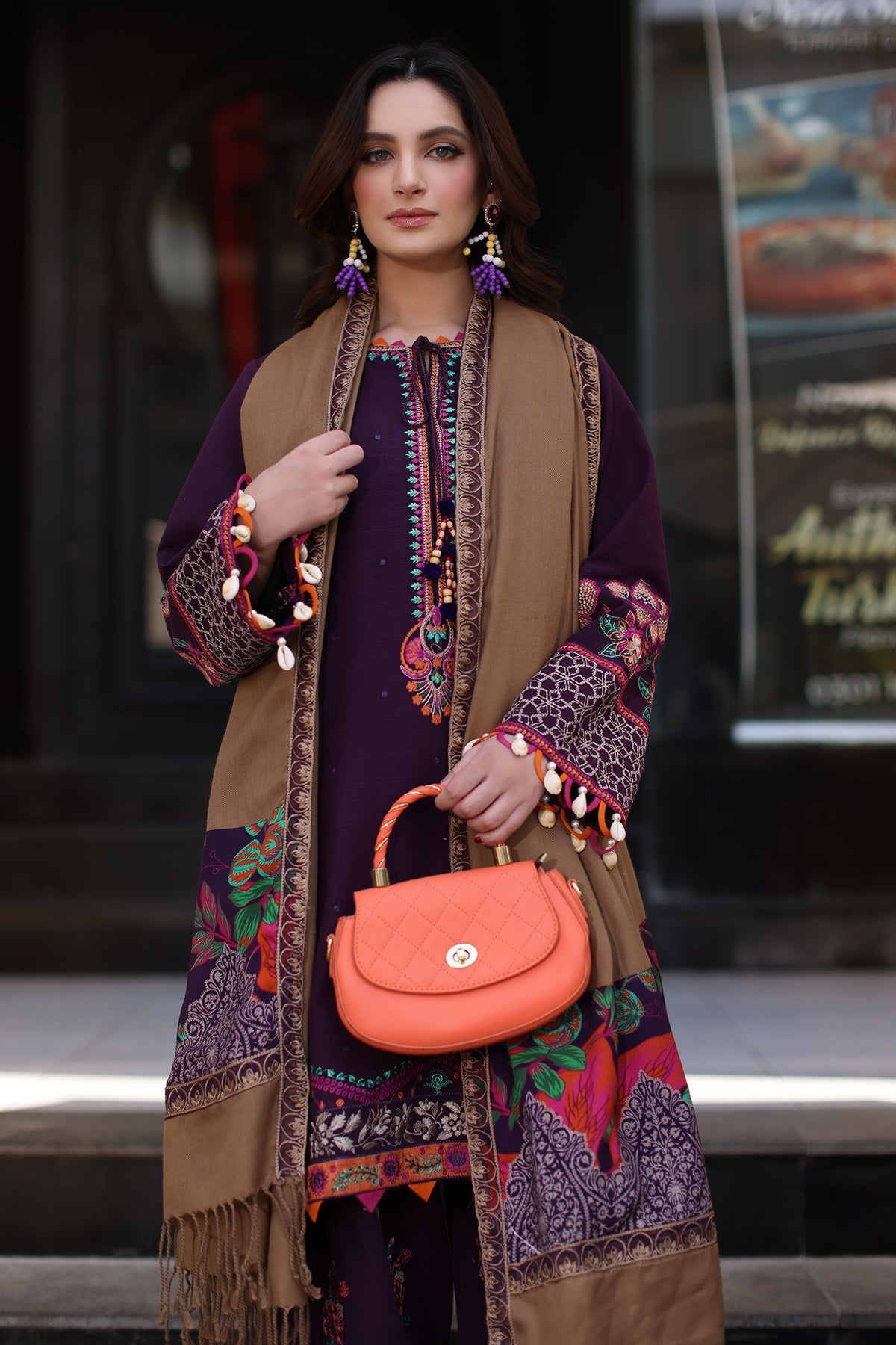 3-PC Unstitched Embroidered Khaddar Collection with Dyed Wool Shawl  CNW4-02