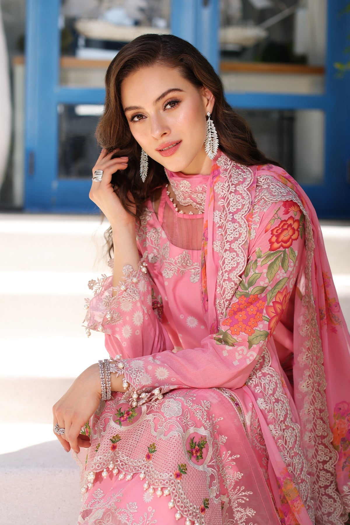 3-PC UNSTITCHED EMBROIDERED LAWN SHIRT WITH EMBROIDERED CHIFFON DUPATTA  CN4-12