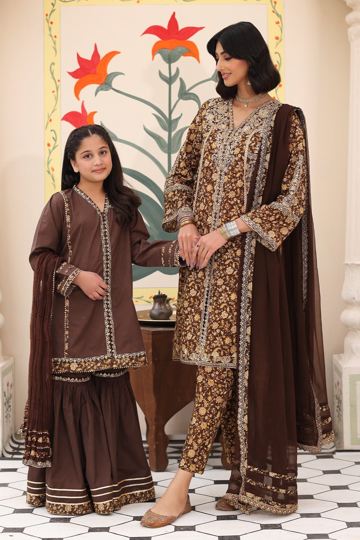3-PC Embroidered Cotton Shirt with Organza Dupatta and KIDS-4-01
