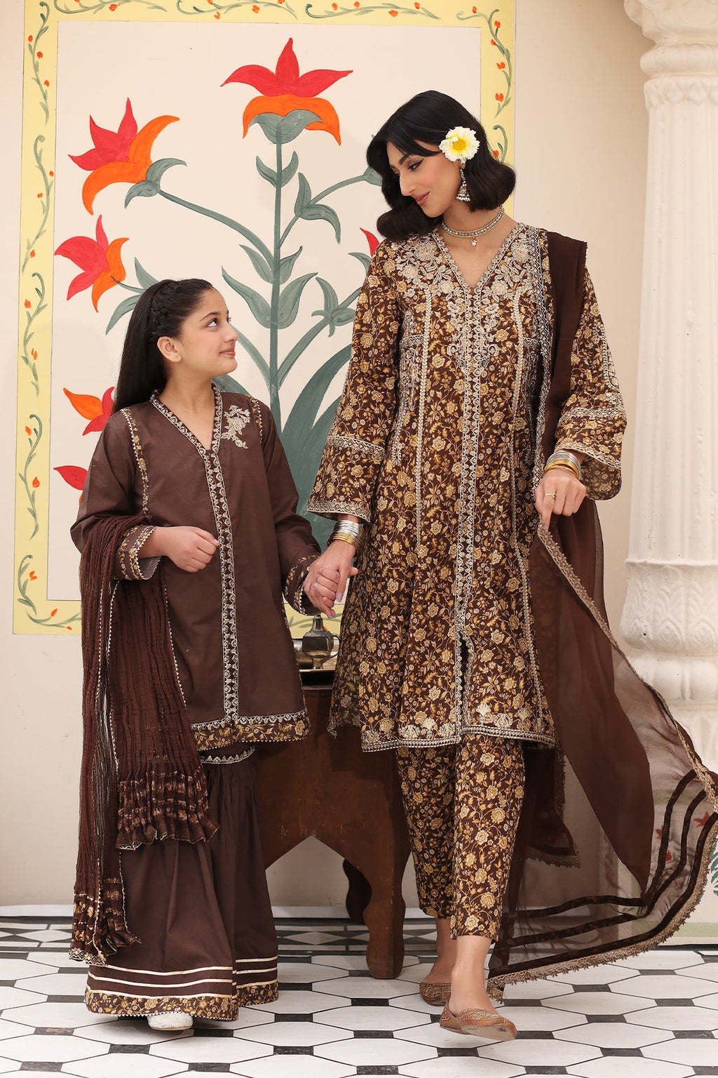 3-PC Embroidered Cotton Shirt with Organza Dupatta and KIDS-4-01