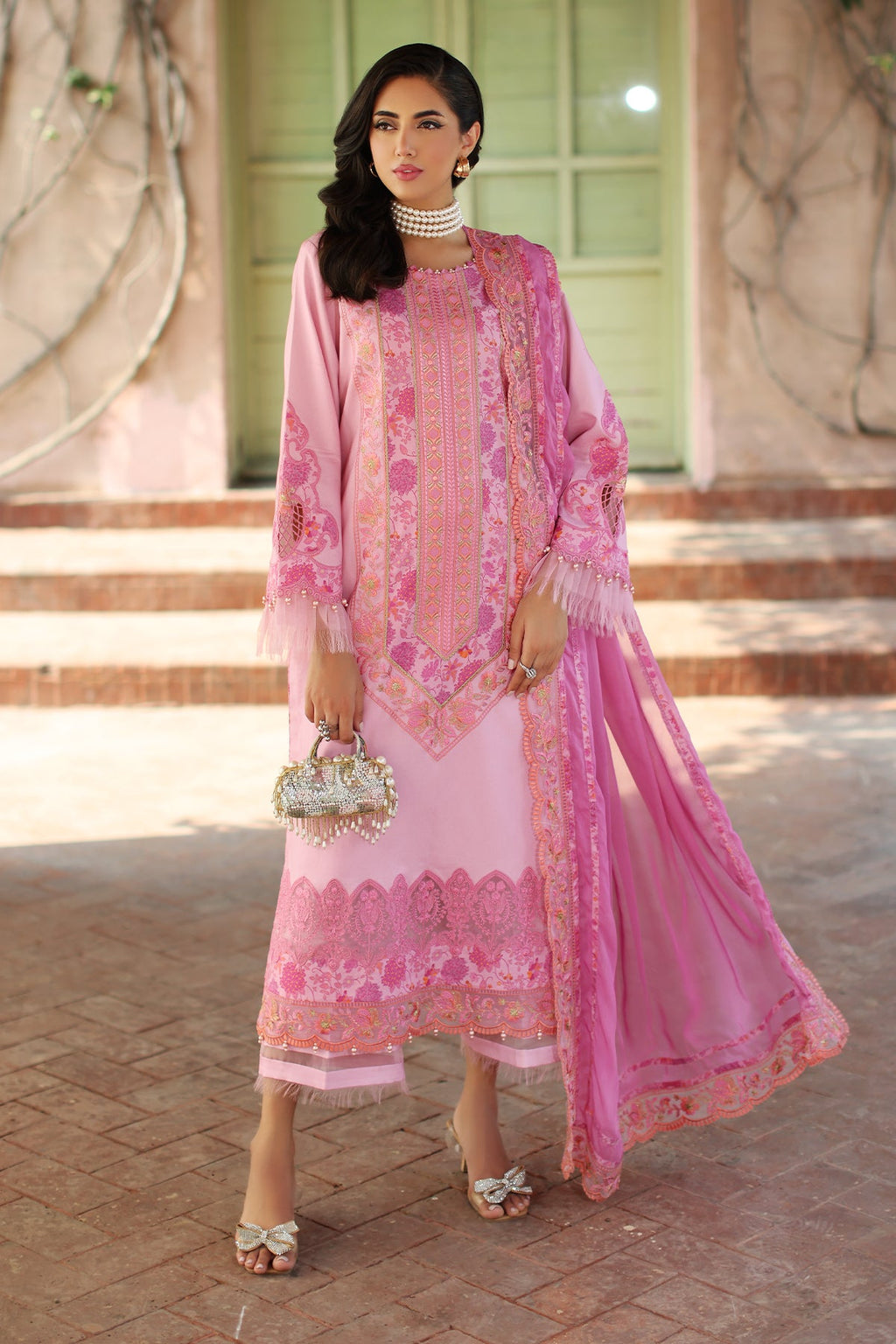 3-PC Unstitched Printed Lawn Shirt with Embroidered Chiffon Dupatta and Trouser AS4-10
