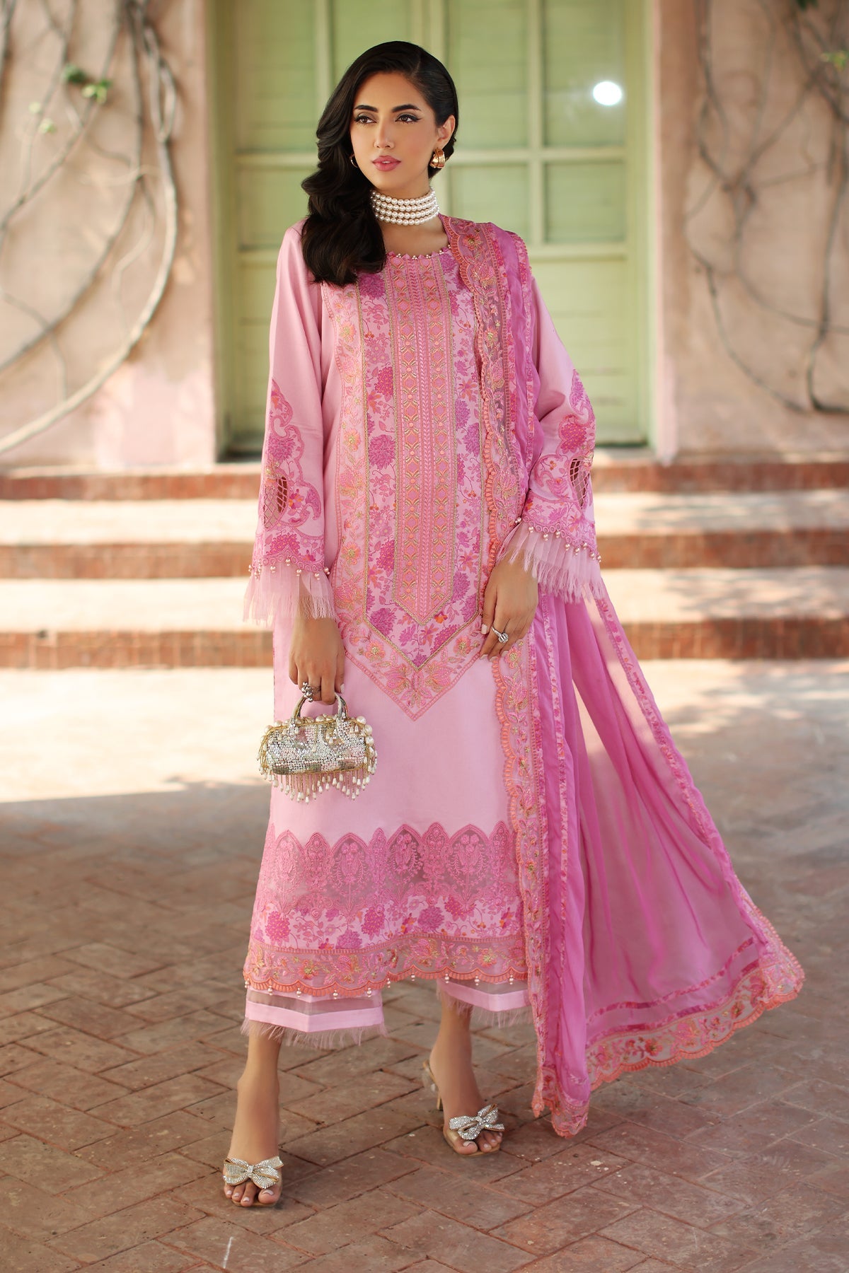 3-PC Unstitched Printed Lawn Shirt with Embroidered Chiffon Dupatta and Trouser AS4-10