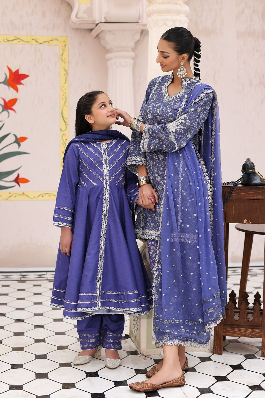3-PC Embroidered Cotton Shirt with Organza Dupatta and Trouser KIDS-4-05