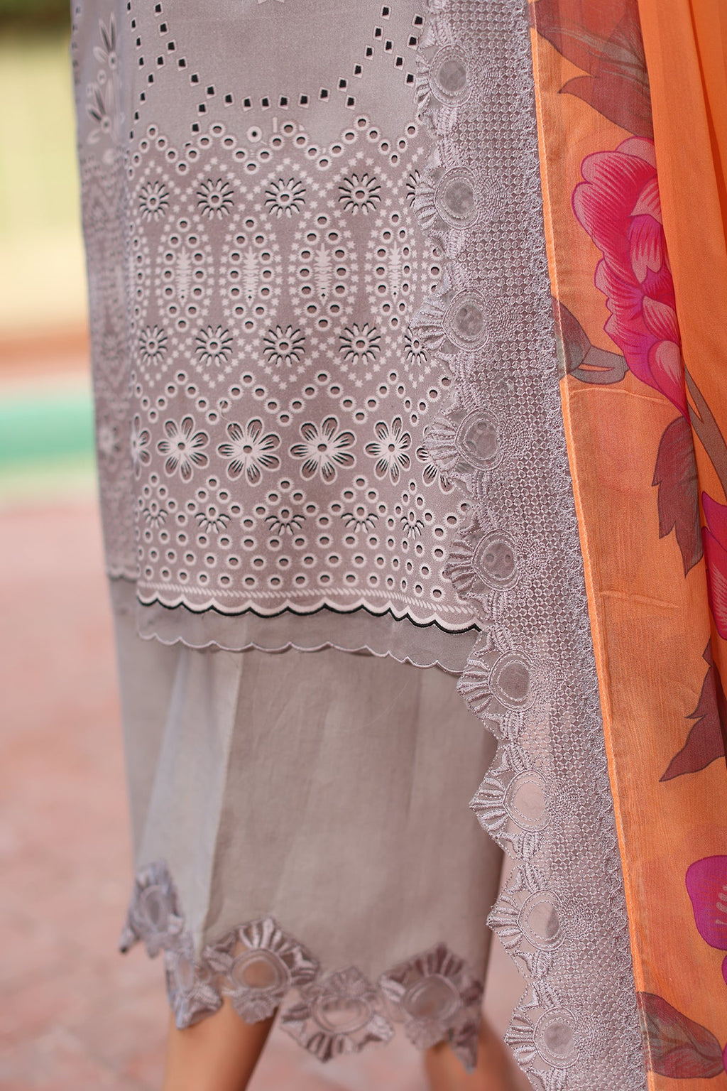 3-PC Unstitched Embroidered Shirt with Embroidered Chiffon Dupatta with Trouser CPS-AS4-05