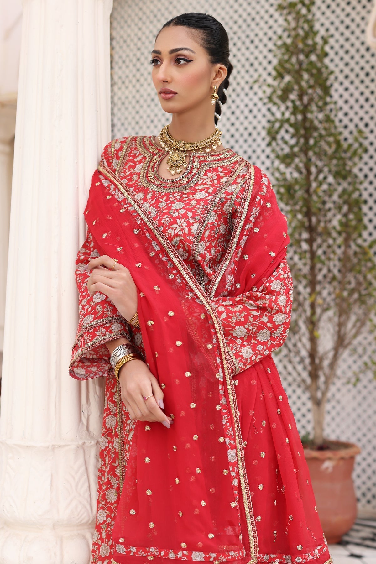 3-PC Embroidered Cotton Shirt with Organza Dupatta and KIDS-4-04