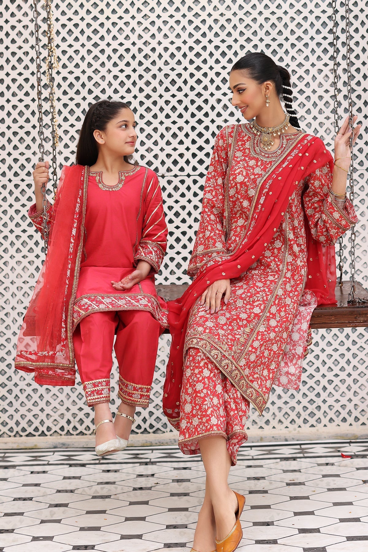 3-PC Embroidered Cotton Shirt with Organza Dupatta and KIDS-4-04