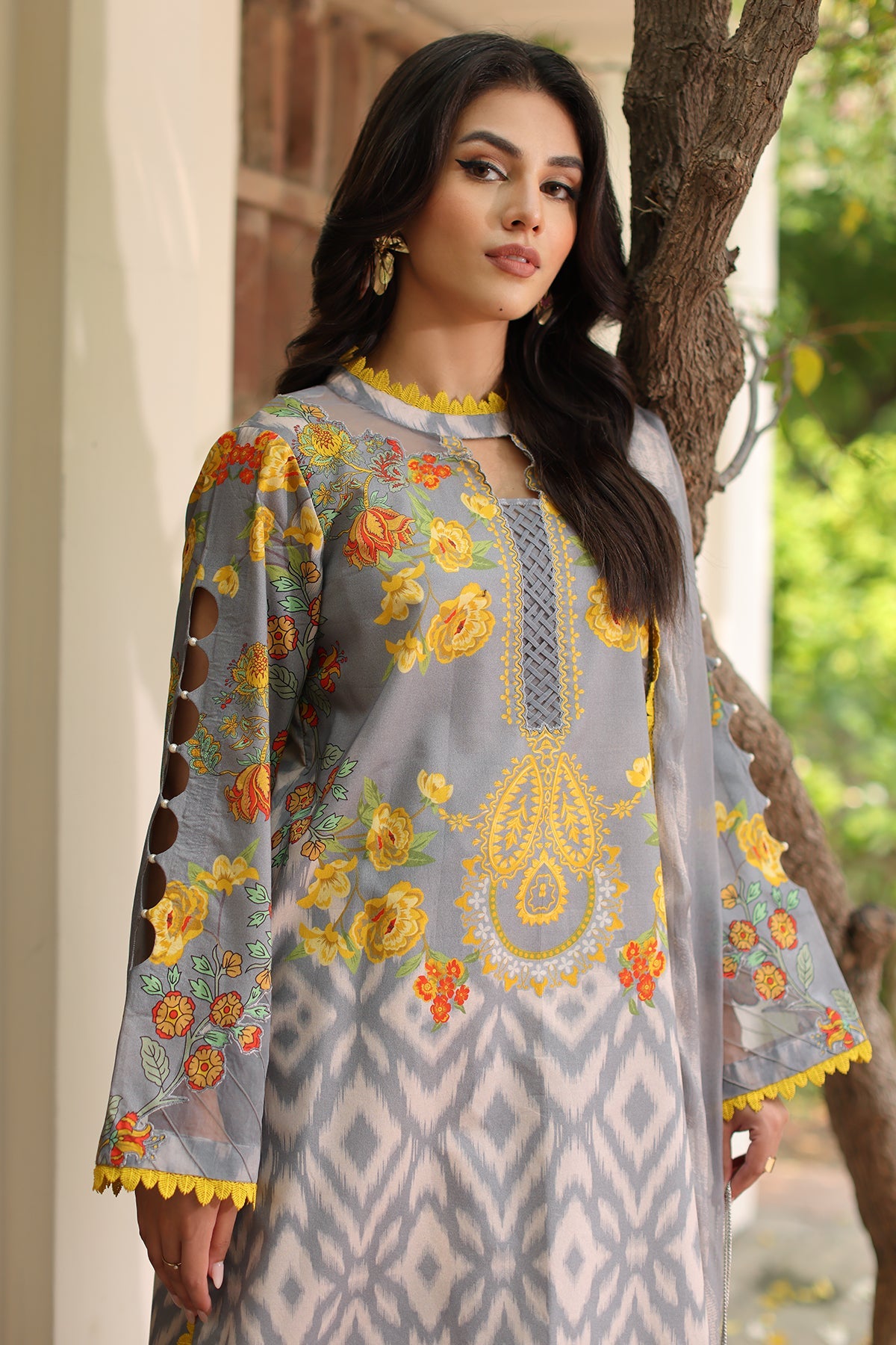 3-PC Printed Lawn Shirt with Printed Chiffon Dupatta and Trouser AS4-47