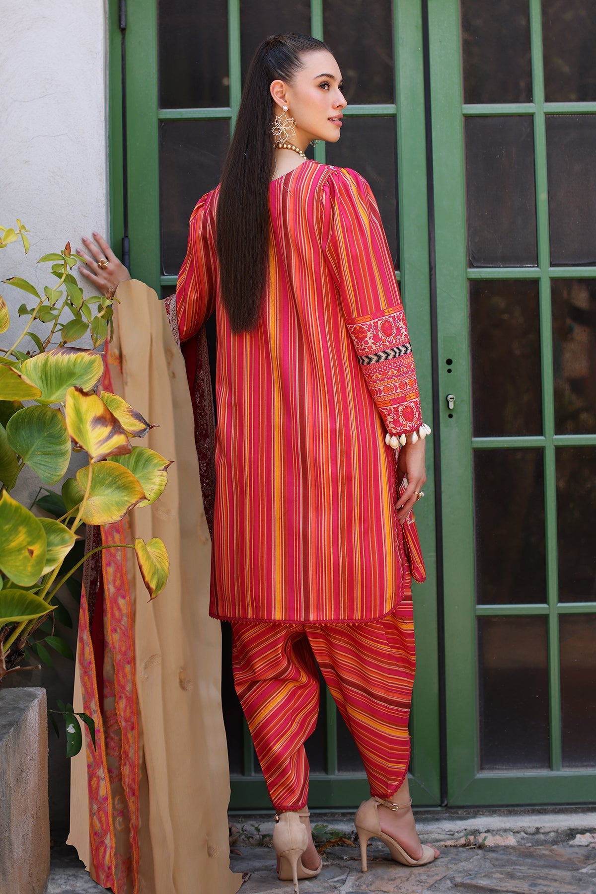 3-PC Printed Lawn Shirt with Embroidered Chiffon Dupatta and Trouser AS4-54