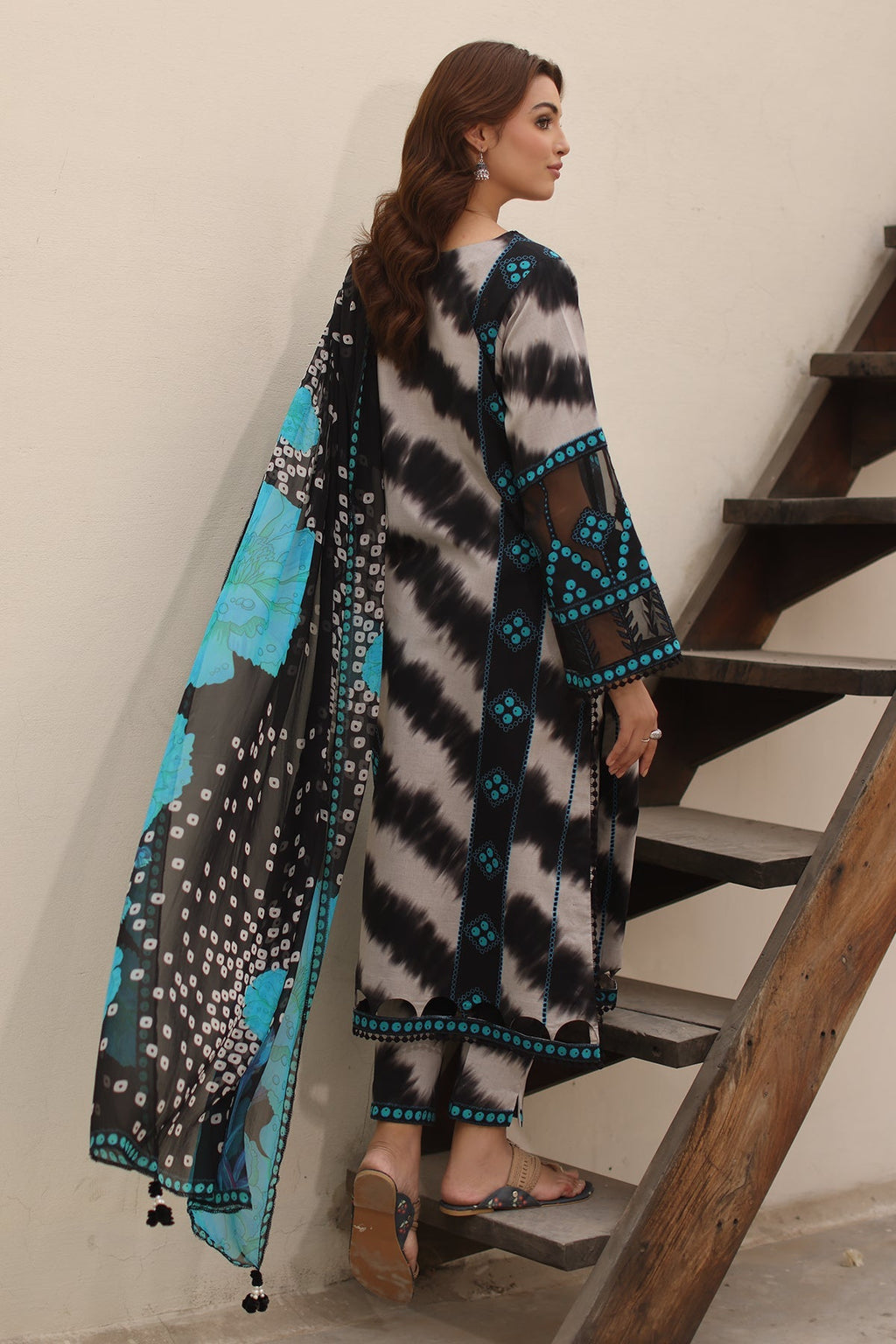 3-PC Printed Lawn Shirt with Chiffon Dupatta and Trouser DCSP4-6