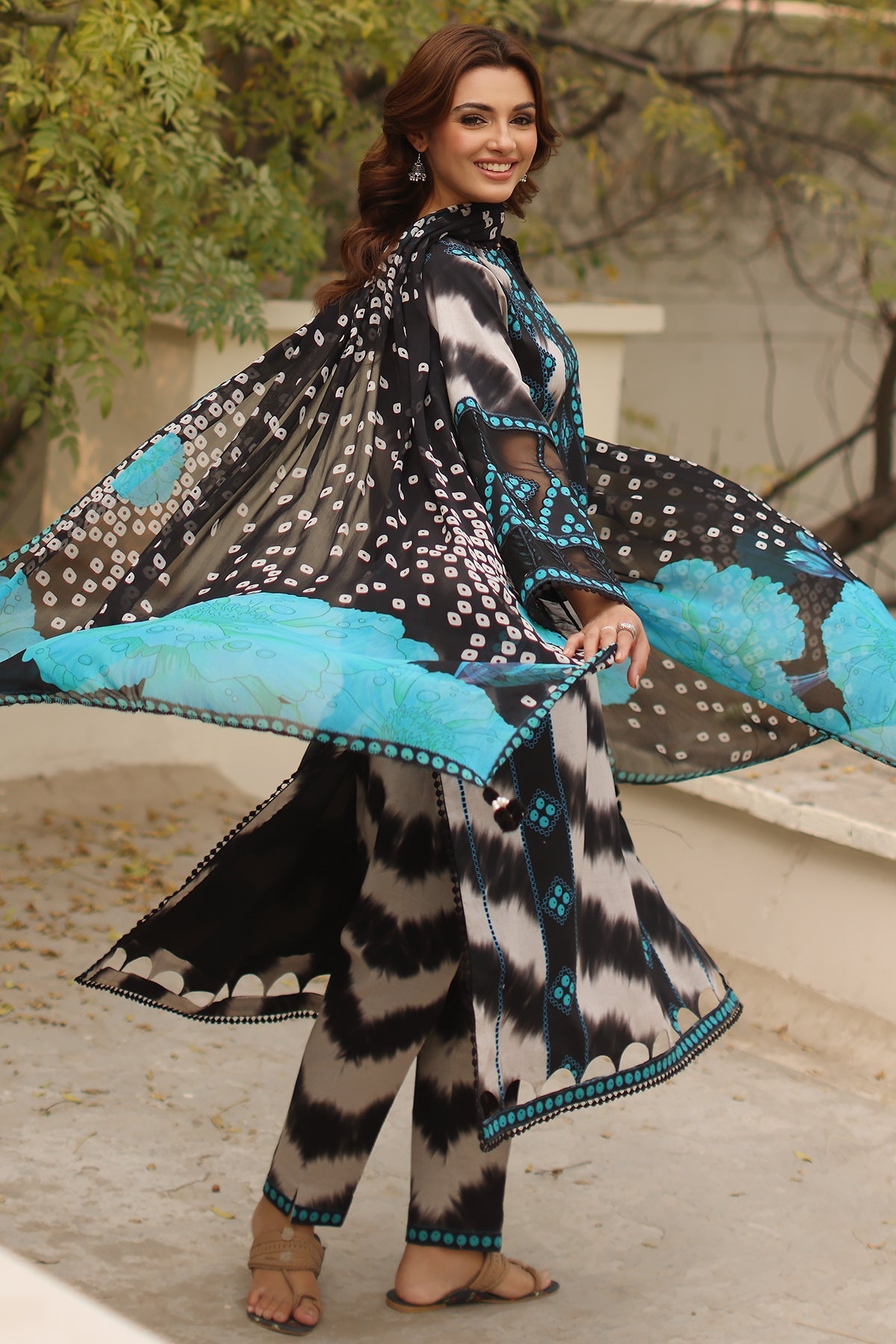 3-PC Printed Lawn Shirt with Chiffon Dupatta and Trouser DCSP4-6