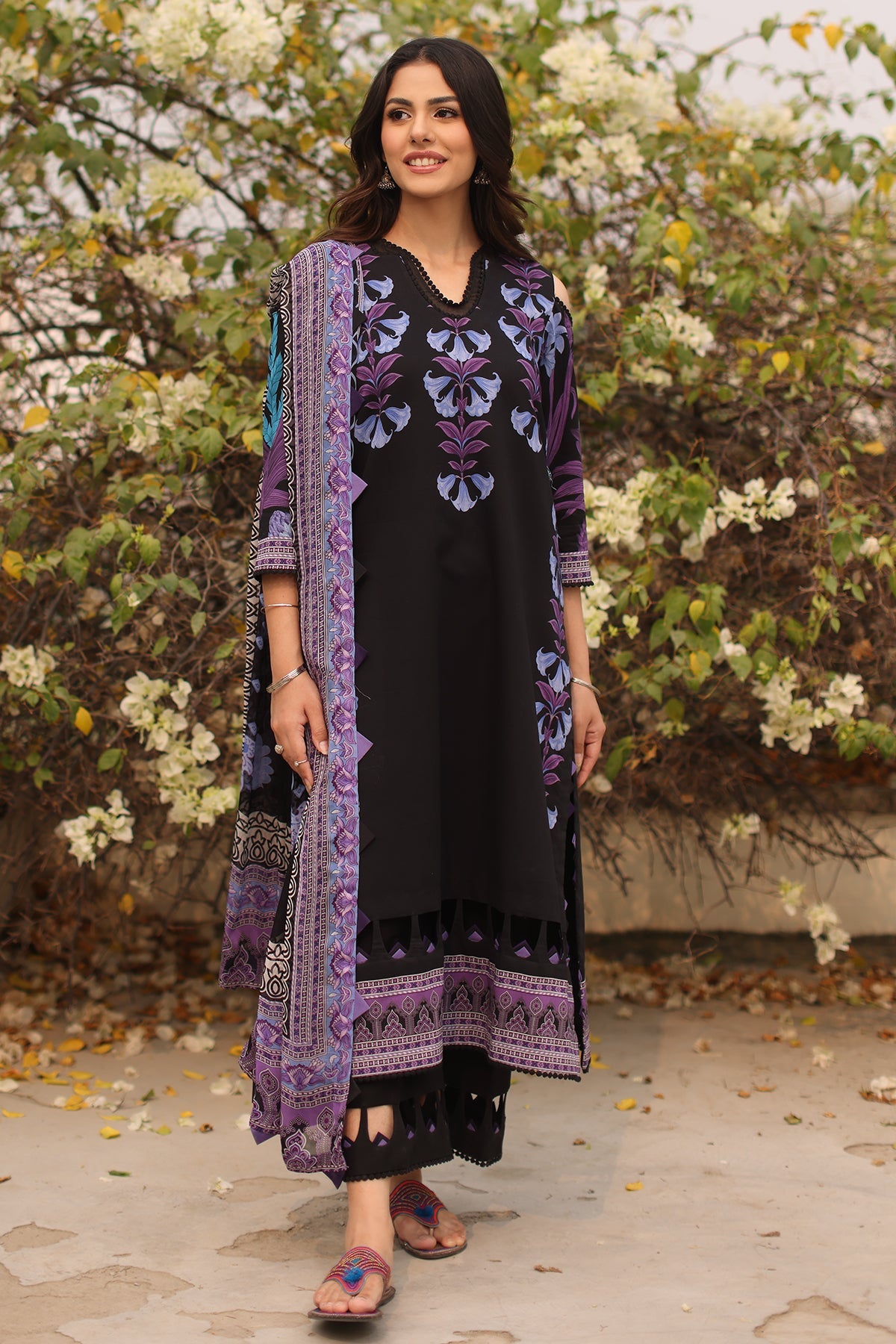 3-PC Printed Lawn Shirt with Chiffon Dupatta and Trouser DCSP4-7