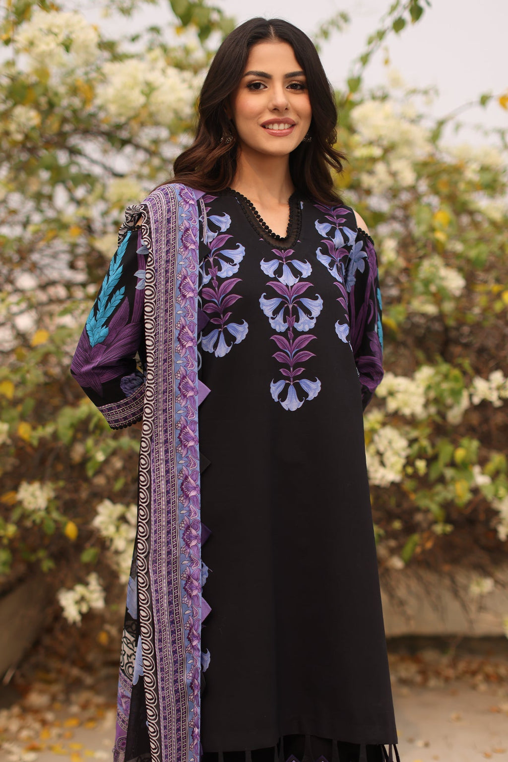 3-PC Printed Lawn Shirt with Chiffon Dupatta and Trouser DCSP4-7