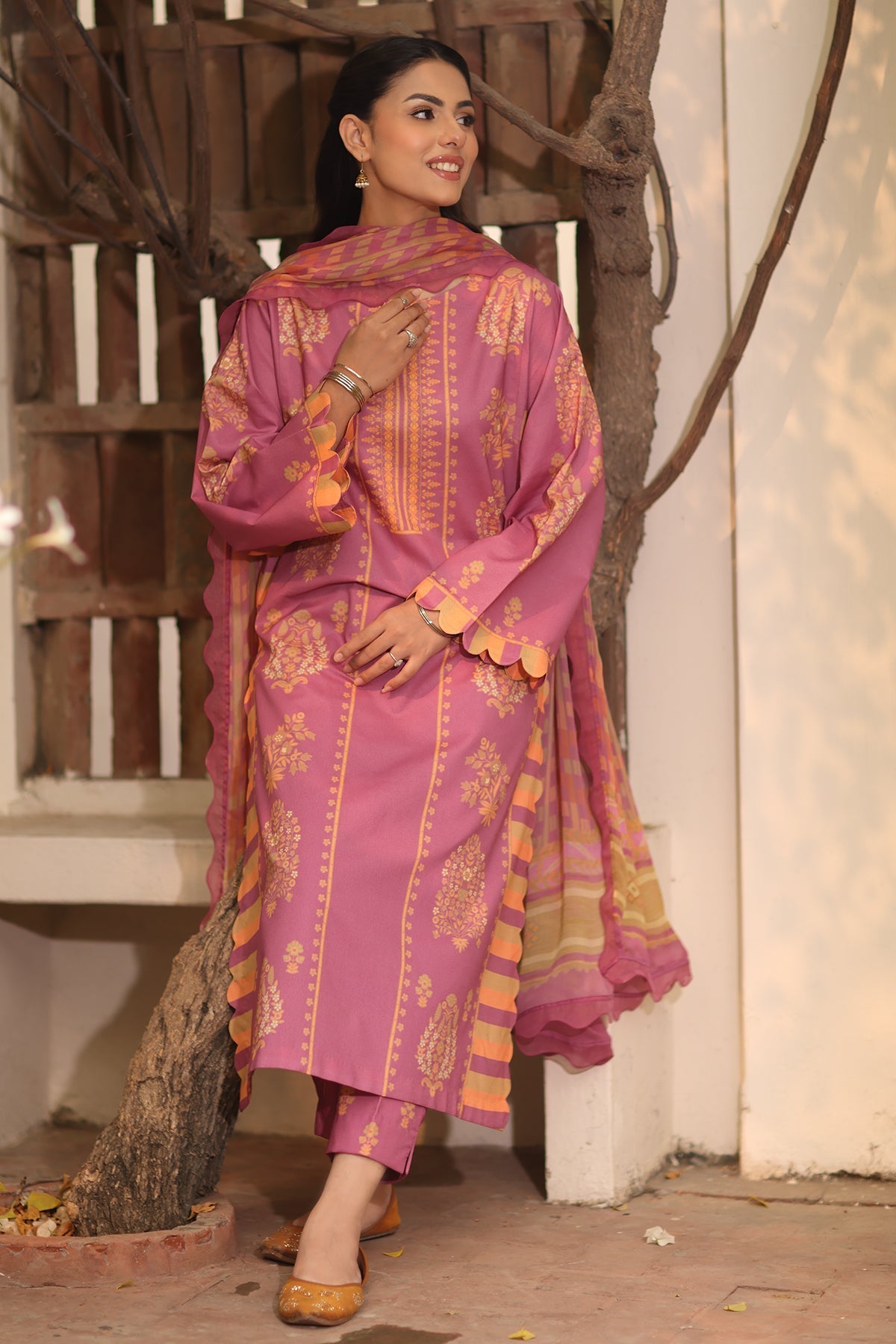 3-PC Printed Lawn Shirt with Chiffon Dupatta and Trouser DCSP4-8