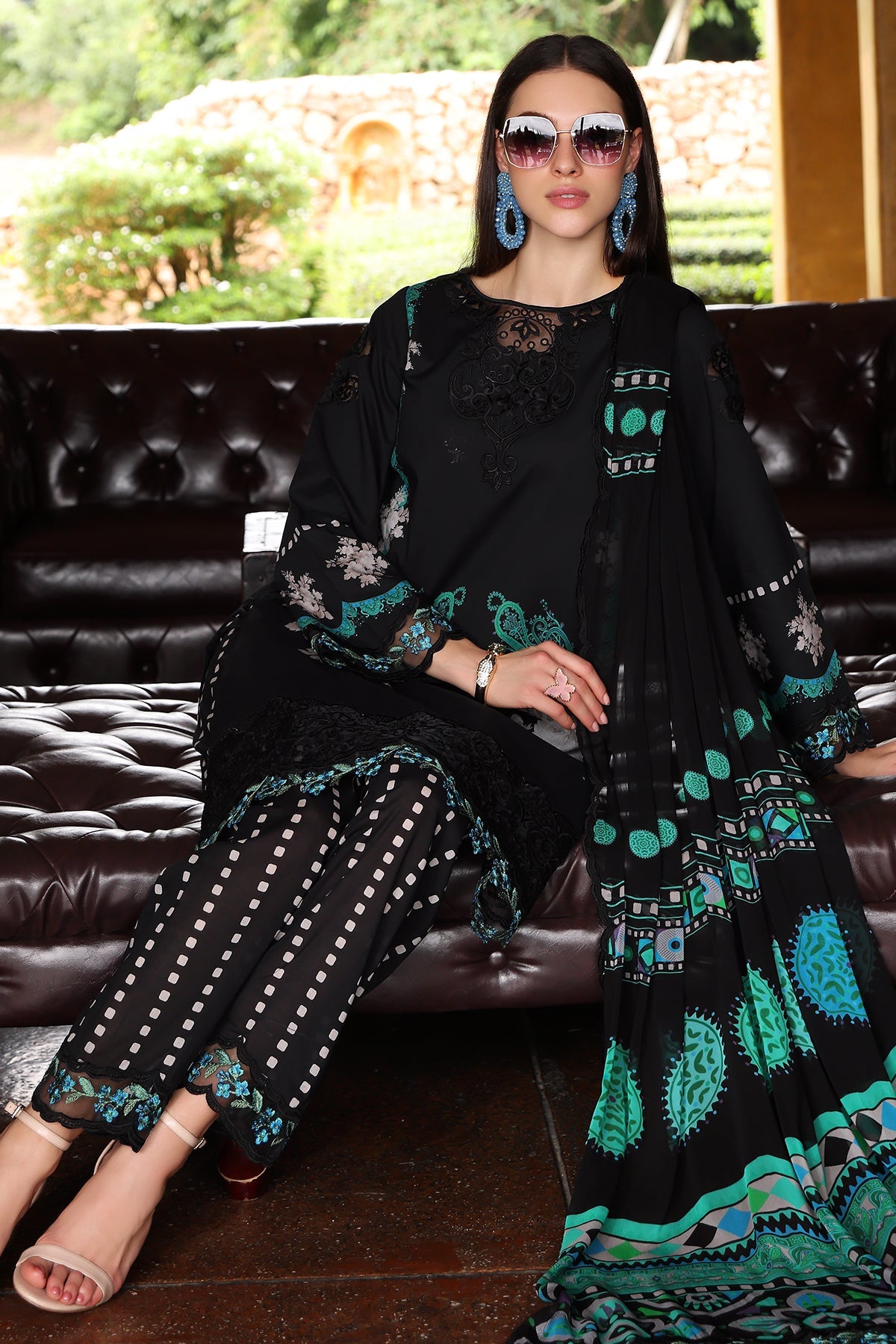3-PC Embroidered Lawn Shirt with Embroidered Chiffon Dupatta and Trouser DSCC4-25