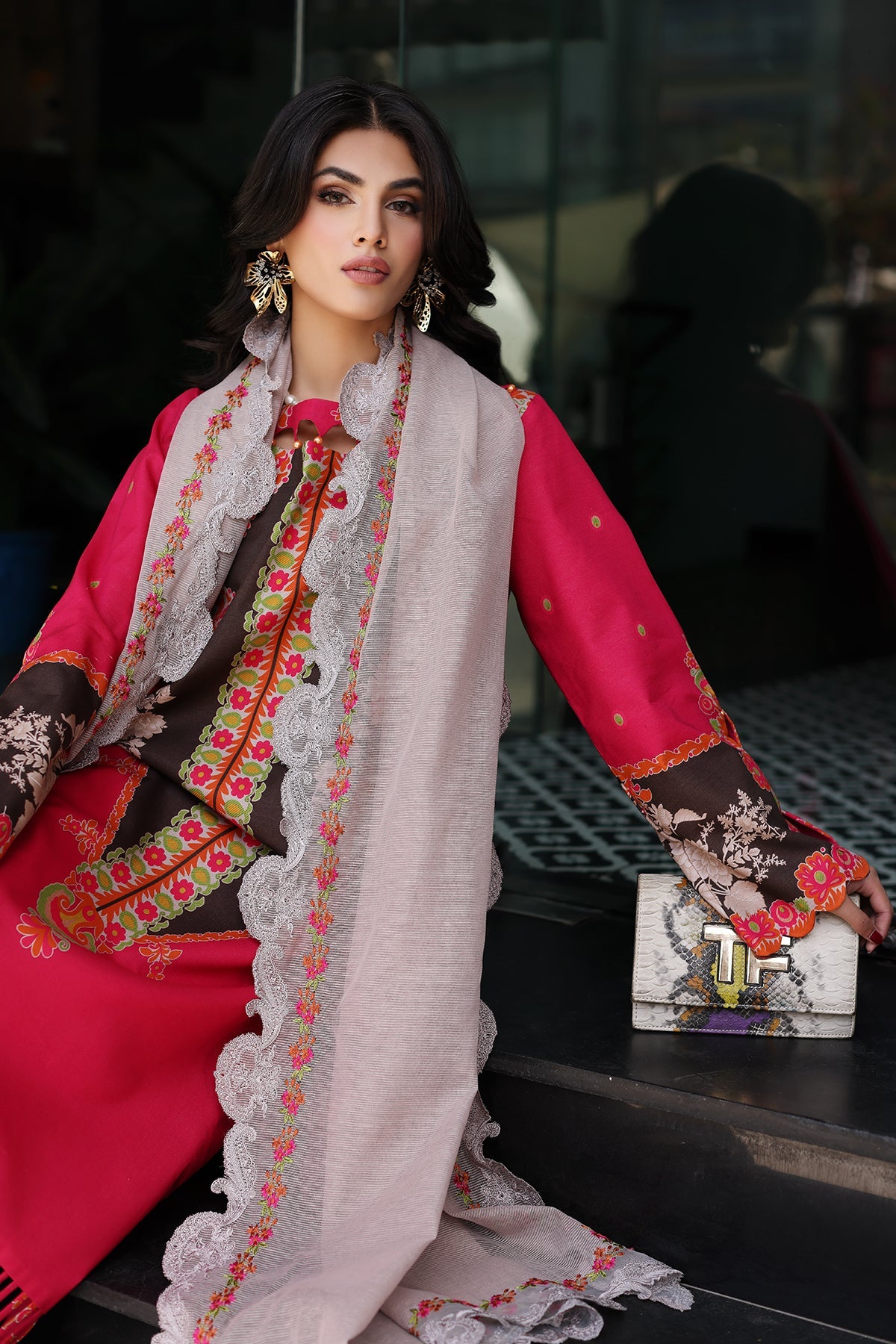 3-PC Unstitched Printed Lawn Shirt with Embroidered Chiffon Dupatta and Trouser AS4-13