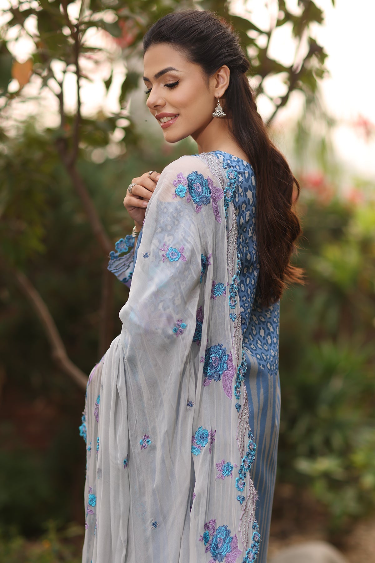 3-PC Printed Lawn Shirt with Embroidered Chiffon Dupatta and Trouser DSPM4-11