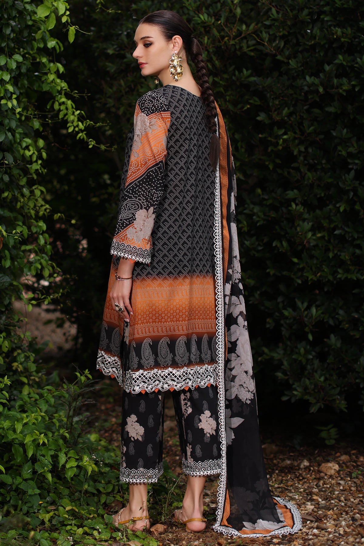 3-PC Embroidered Lawn Shirt with Embroidered Chiffon Dupatta and Trouser CIN5-10