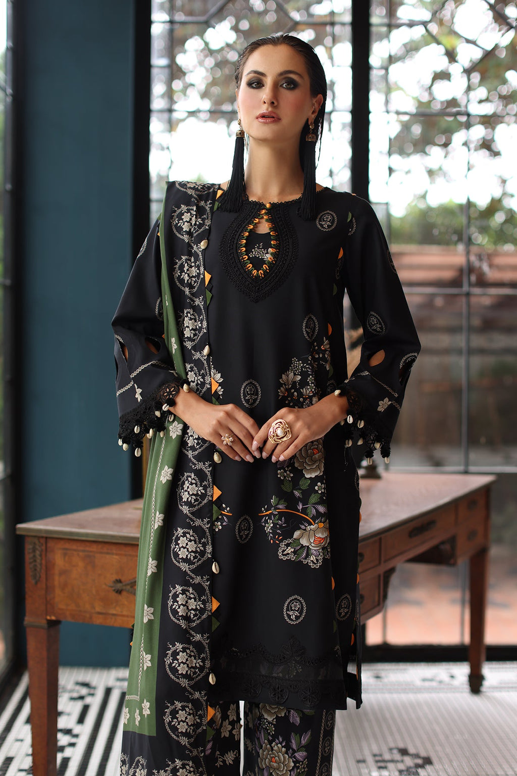 3-Pc  Unstitched Embroidered Staple Suit  AWE5-02