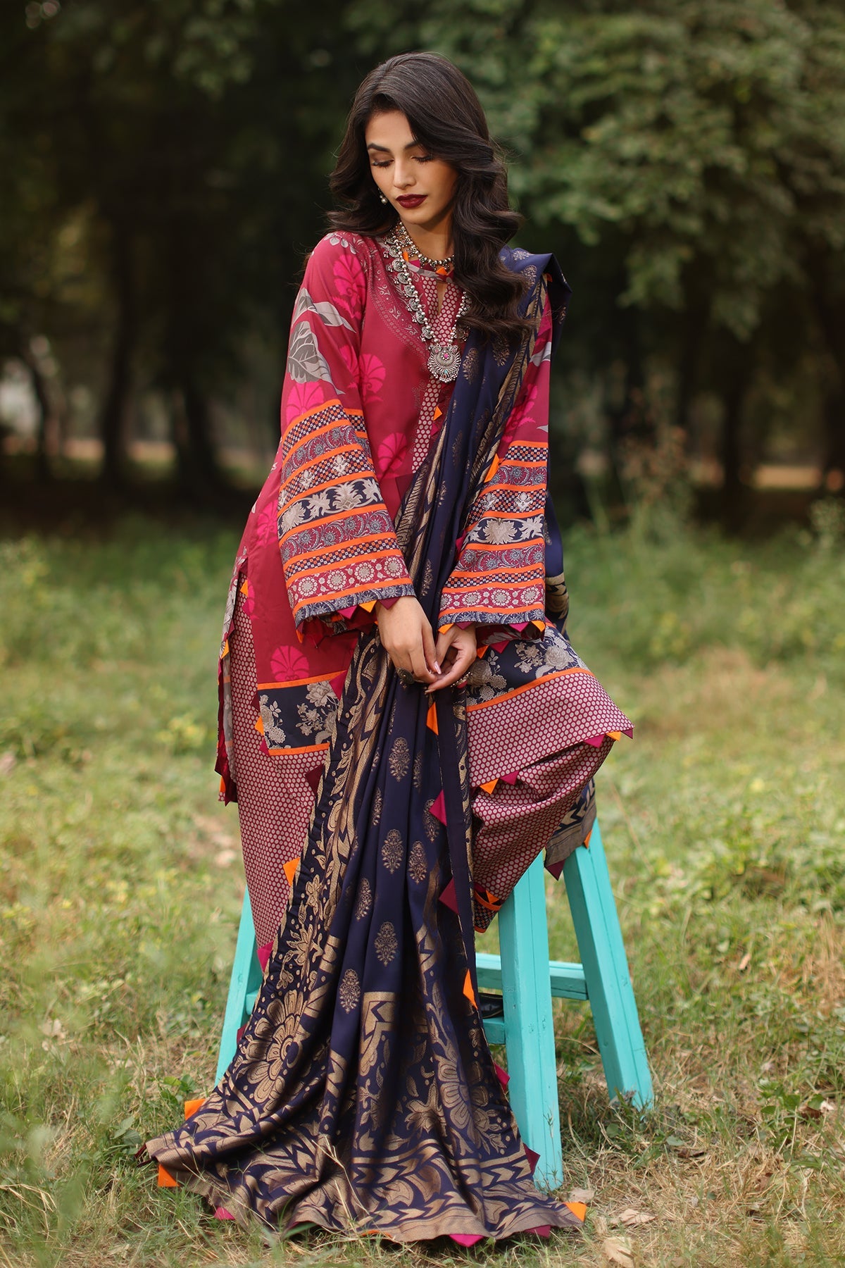 3-PC Unstitched Signature Printed Linen Jacquard Collection SPW4-02