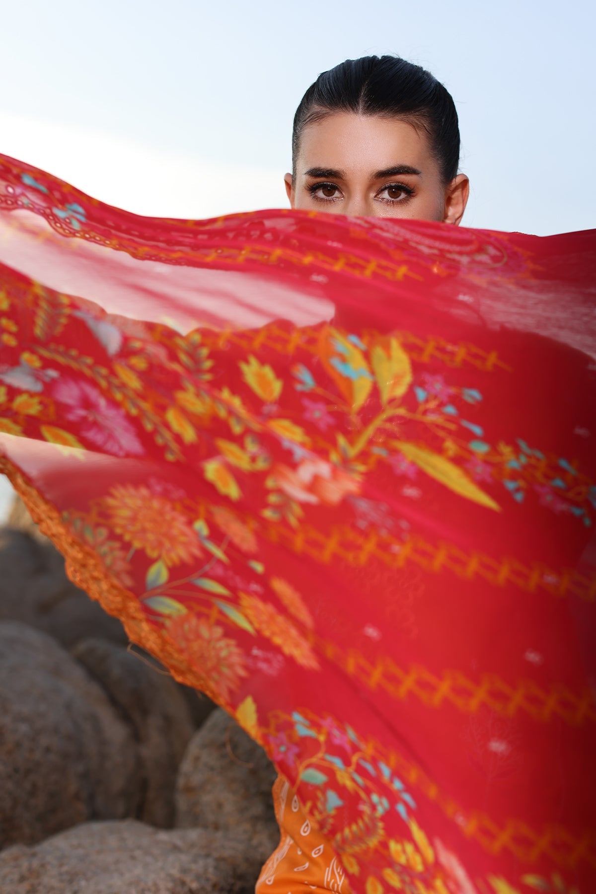 3-PC Unstitched Embroidered Lawn Shirt with Embroidered Chiffon Dupatta and Trouser AS4-07