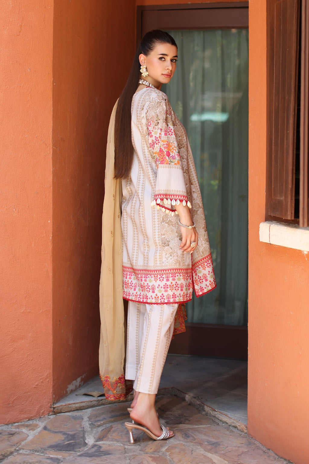 3-PC Unstitched Printed Lawn Shirt with Embroidered Chiffon Dupatta and Trouser AS4-21