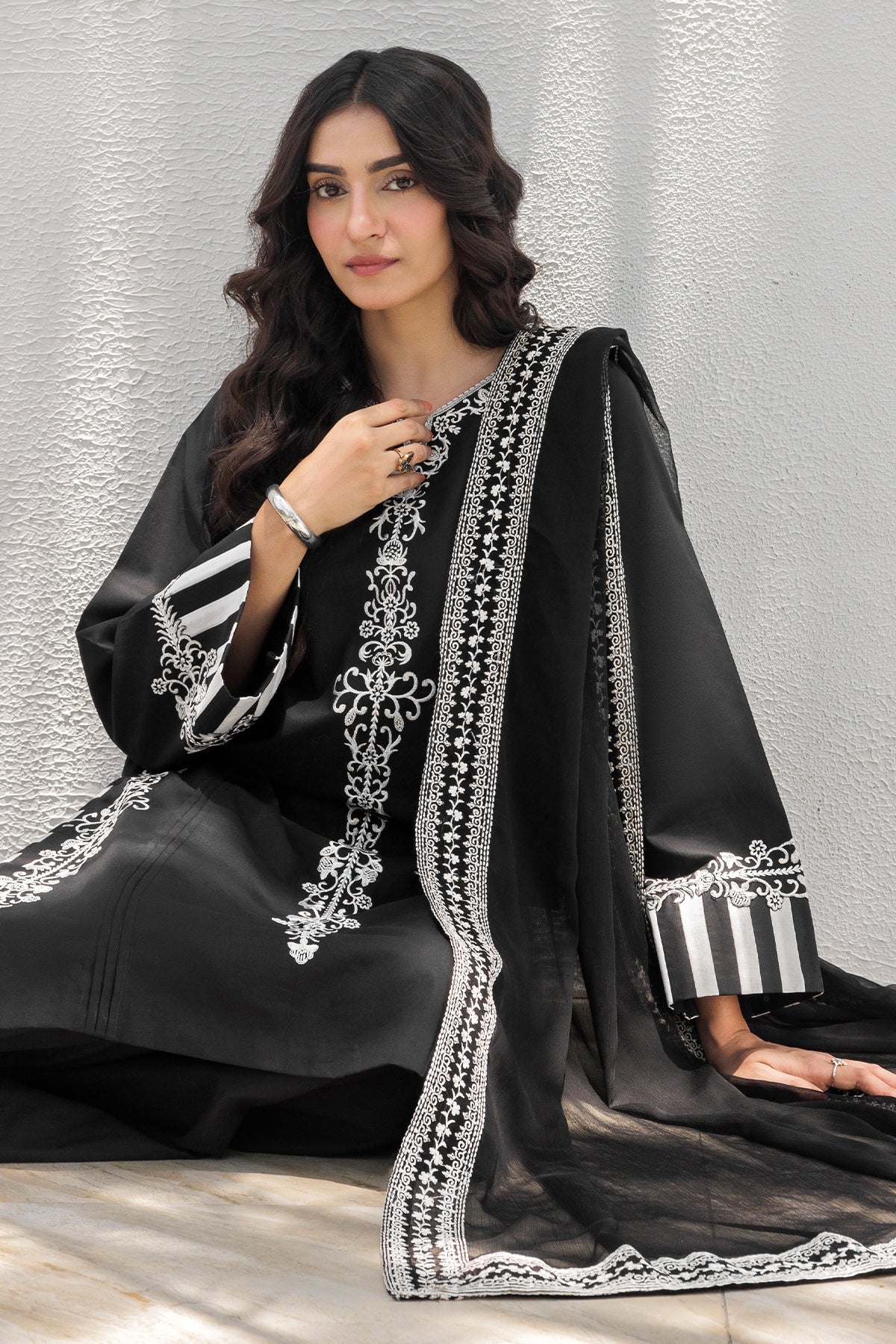 Embroidered Chiffon Dupatta  CHD-5-221