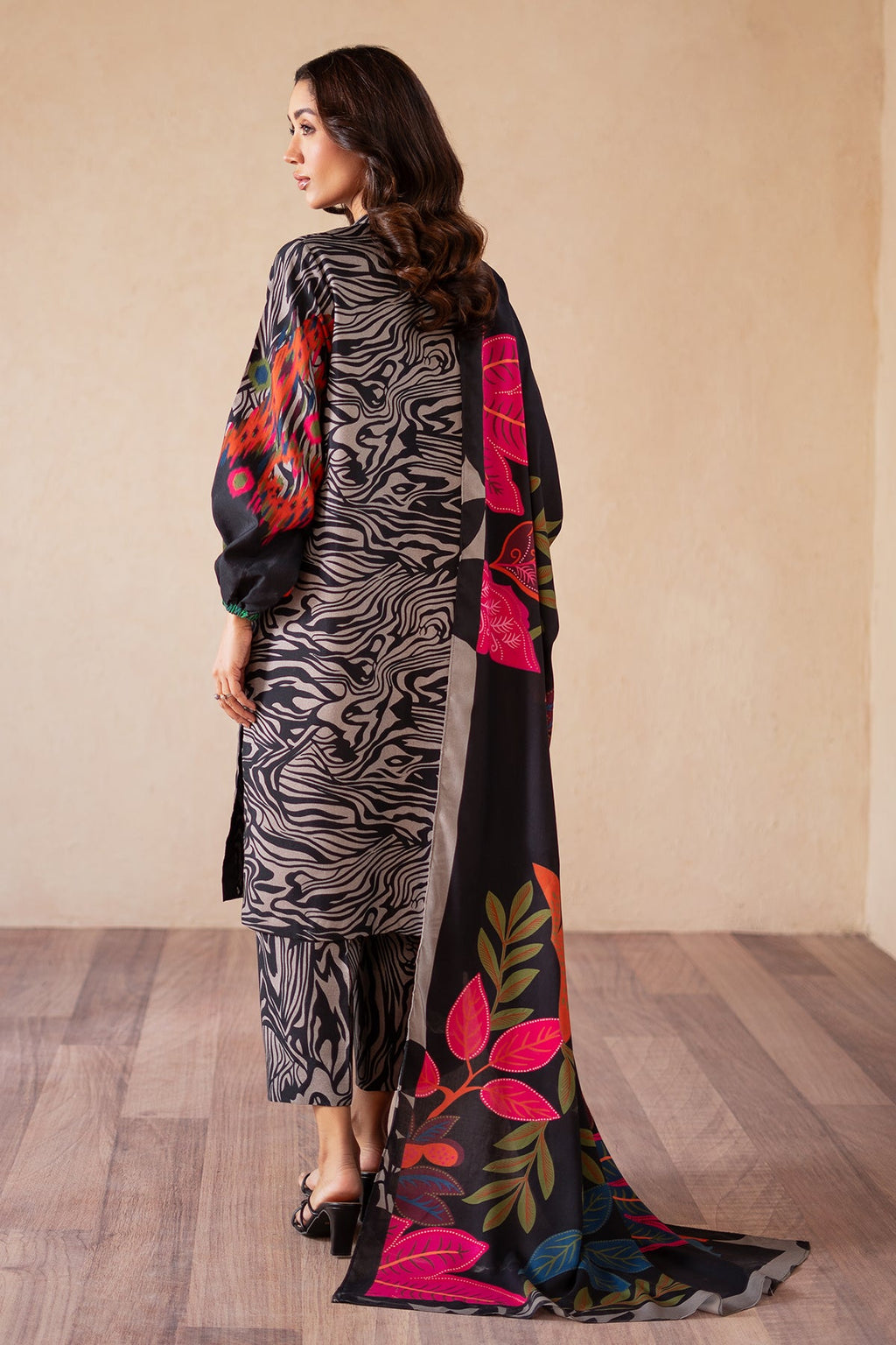 3-PC Printed Raw-Silk Shirt with Staple Dupatta and Trouser CPM-4-S49A