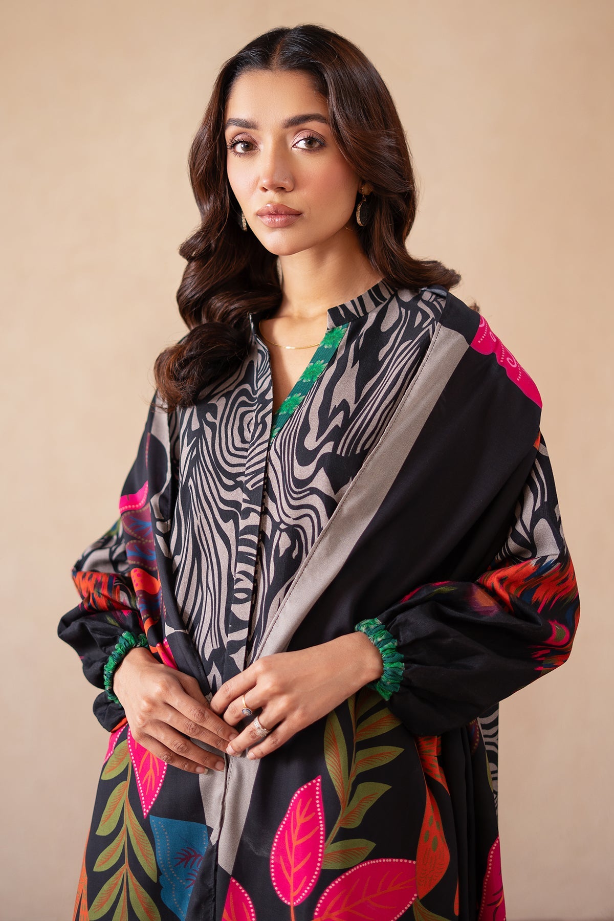 3-PC Printed Raw-Silk Shirt with Staple Dupatta and Trouser CPM-4-S49A