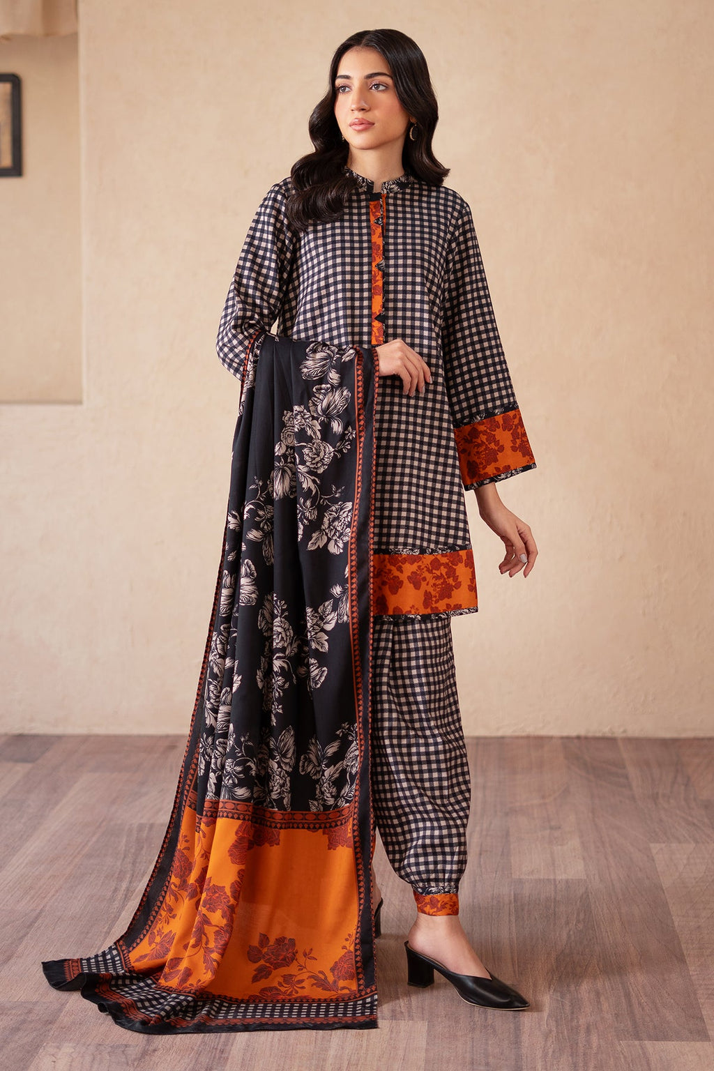 3-PC Raw-Silk Shirt with Staple Shawl and Trouser CPM-4-S43A