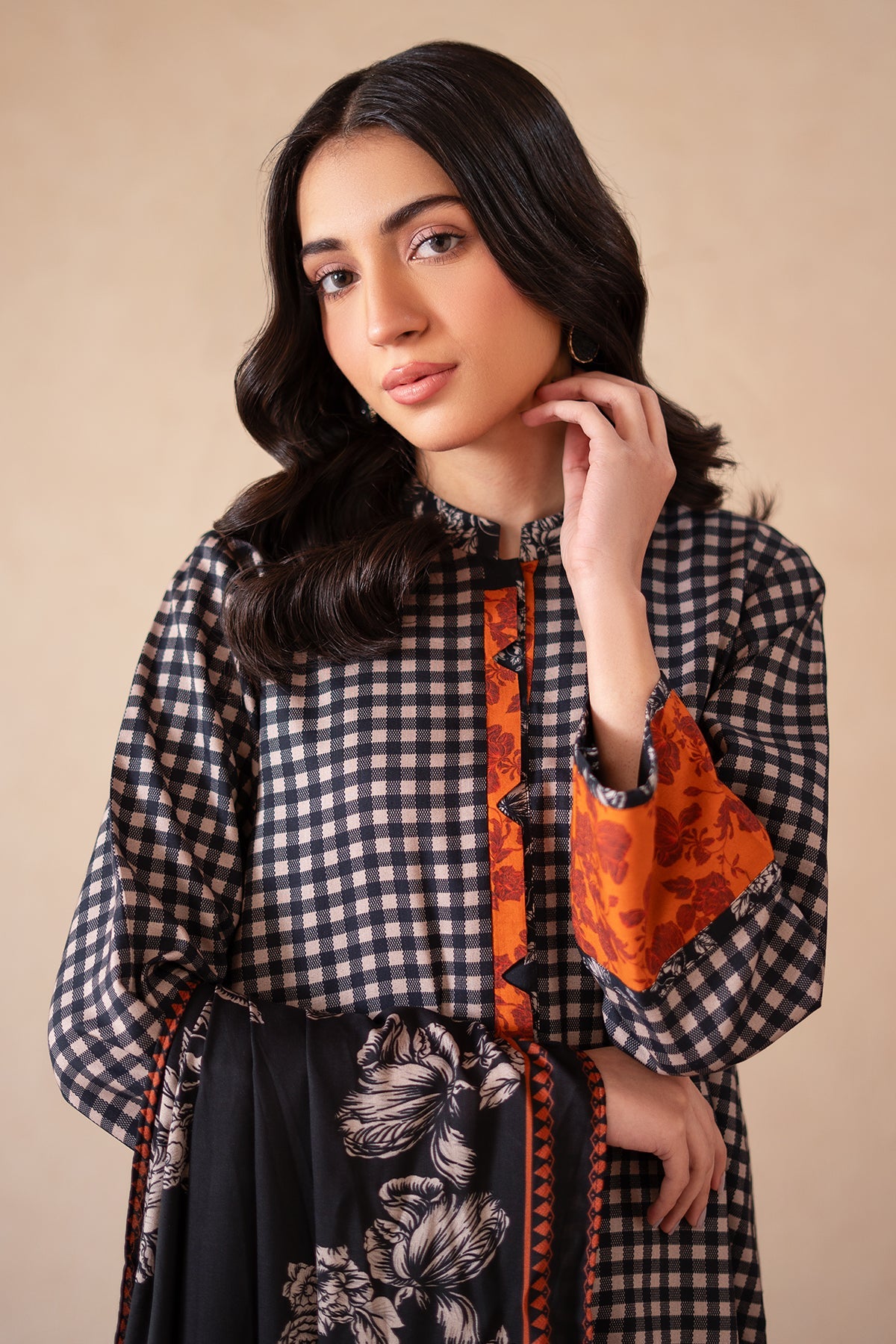 3-PC Raw-Silk Shirt with Staple Shawl and Trouser CPM-4-S43A