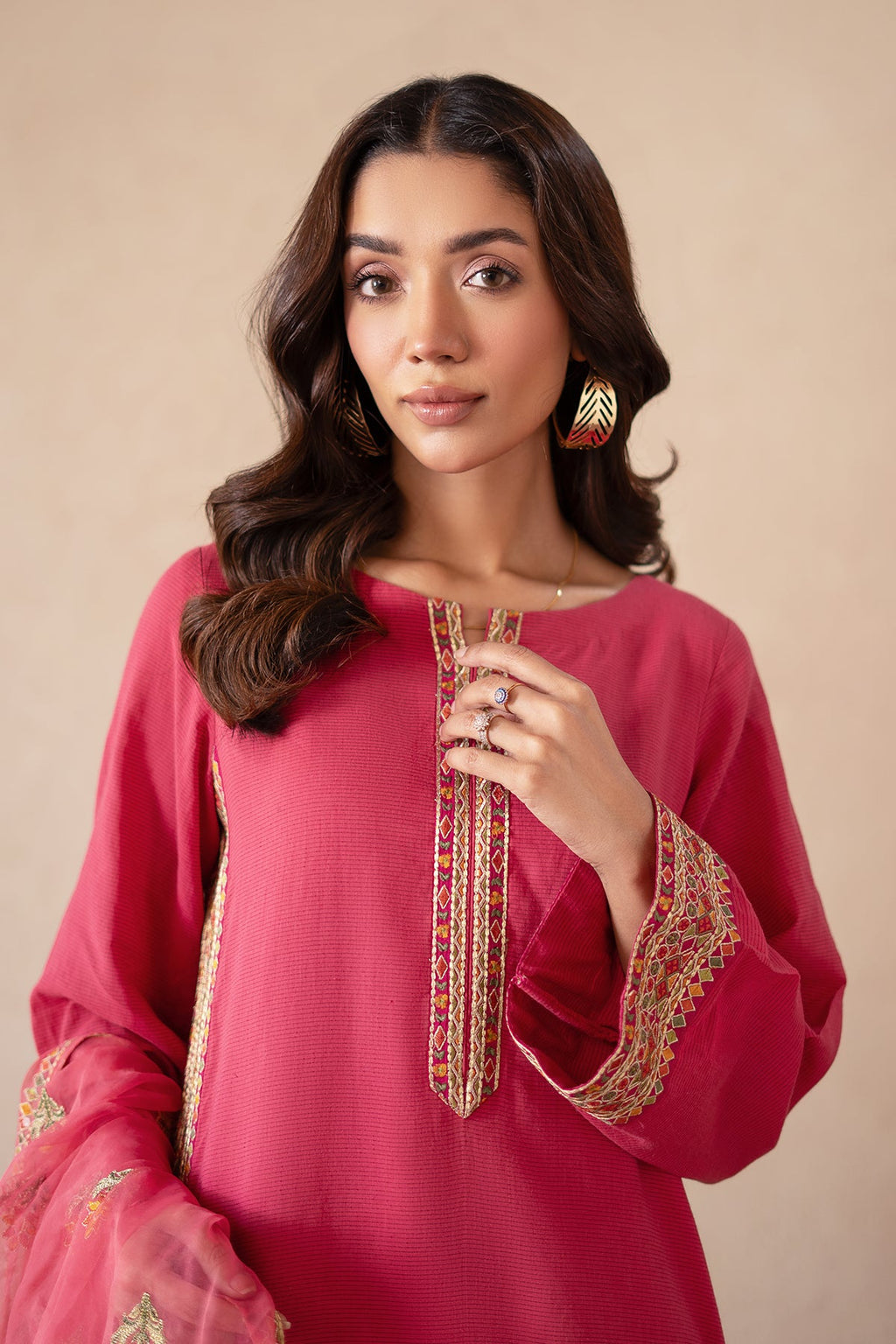 3-PC Embroidered Cotton Net Shirt with Embroidered Organza Dupatta and Trouser CMA-4-S04