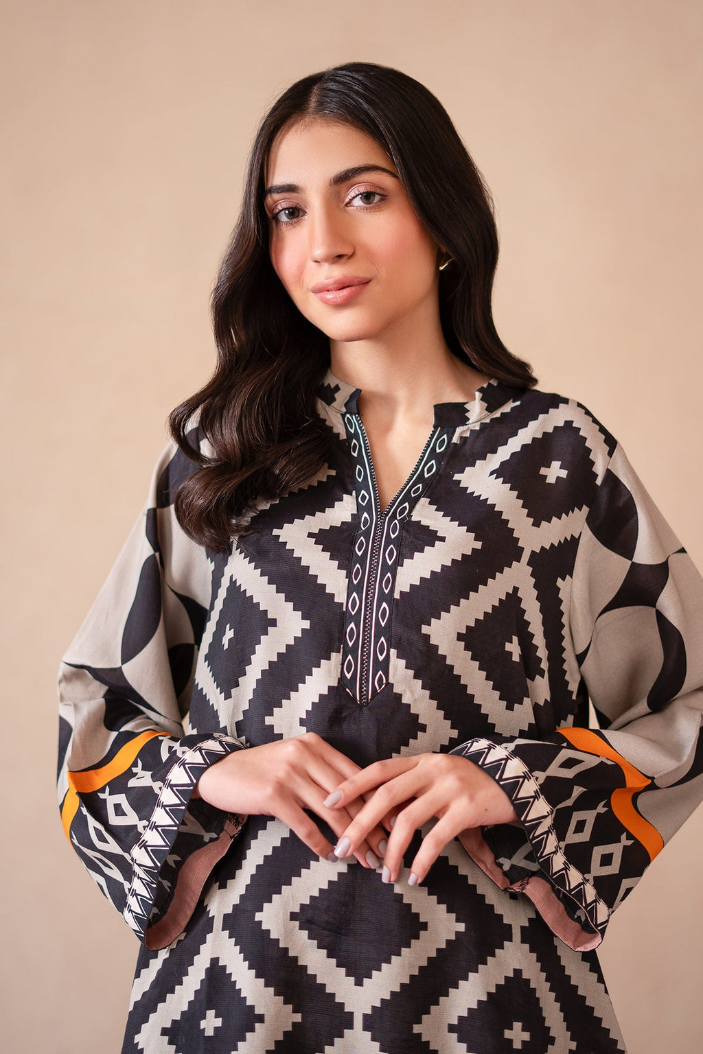 2-PC Printed Raw-Silk Shirt with Trouser CPM-4-S39