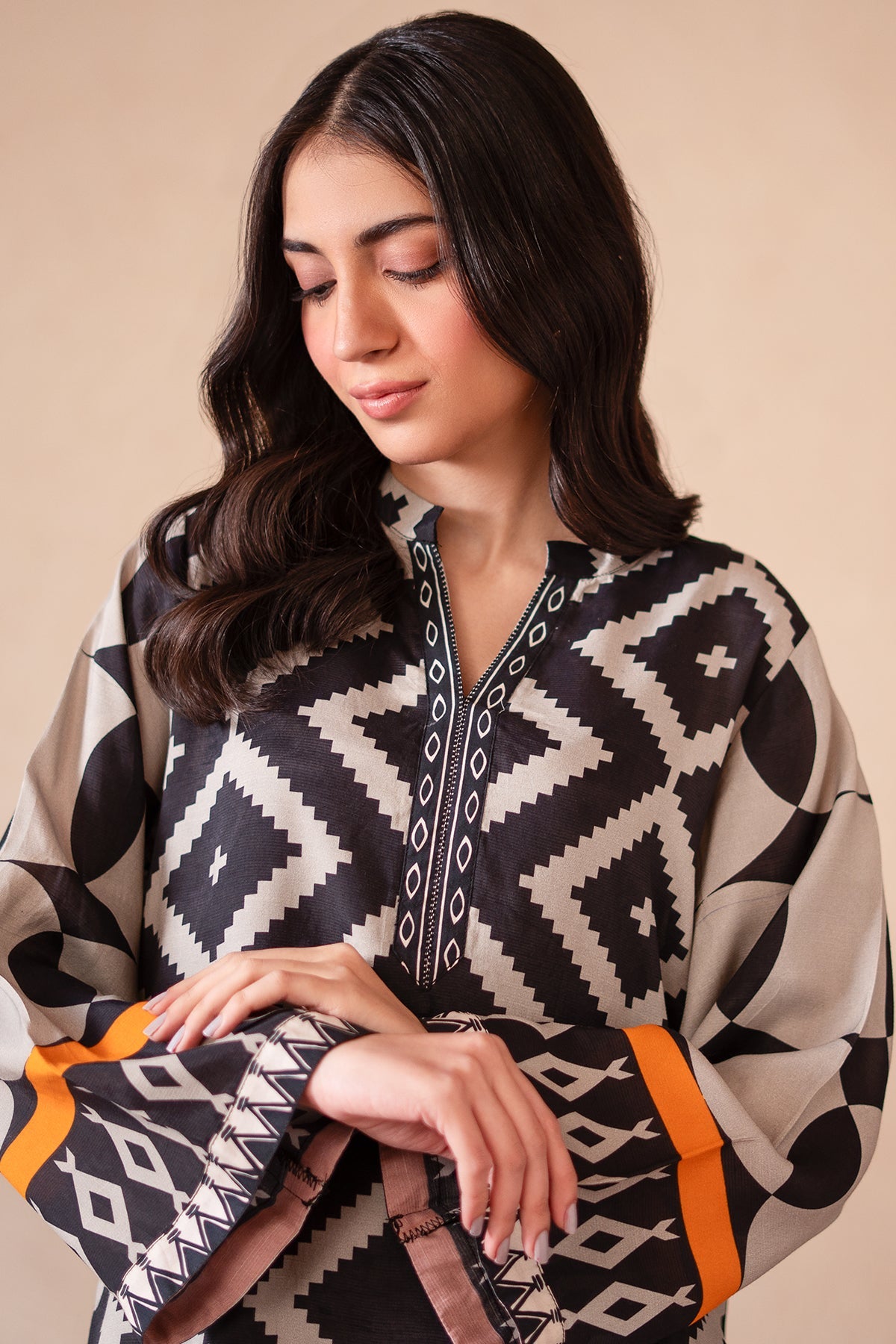 2-PC Printed Raw-Silk Shirt with Trouser CPM-4-S39