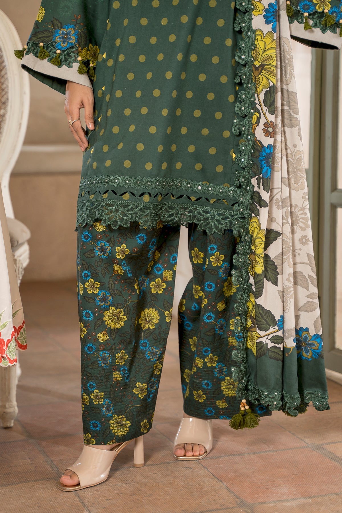 3-Pc Unstitched Embroidered Staple Suit AWE5-09