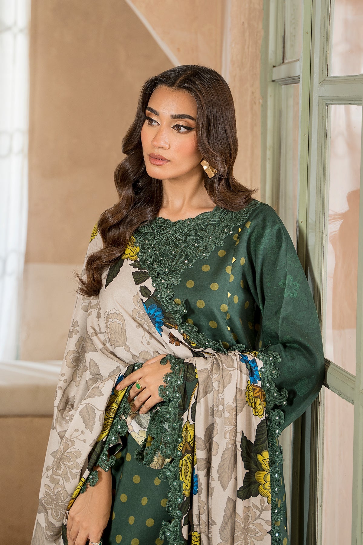 3-Pc Unstitched Embroidered Staple Suit AWE5-09