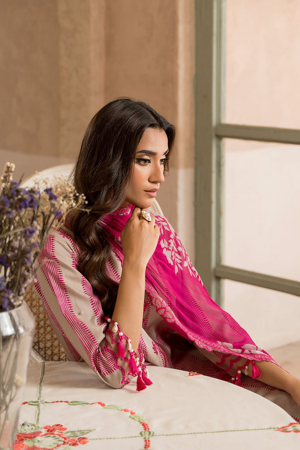 3-Pc Unstitched Embroidered Lawn Suit ASE5-17